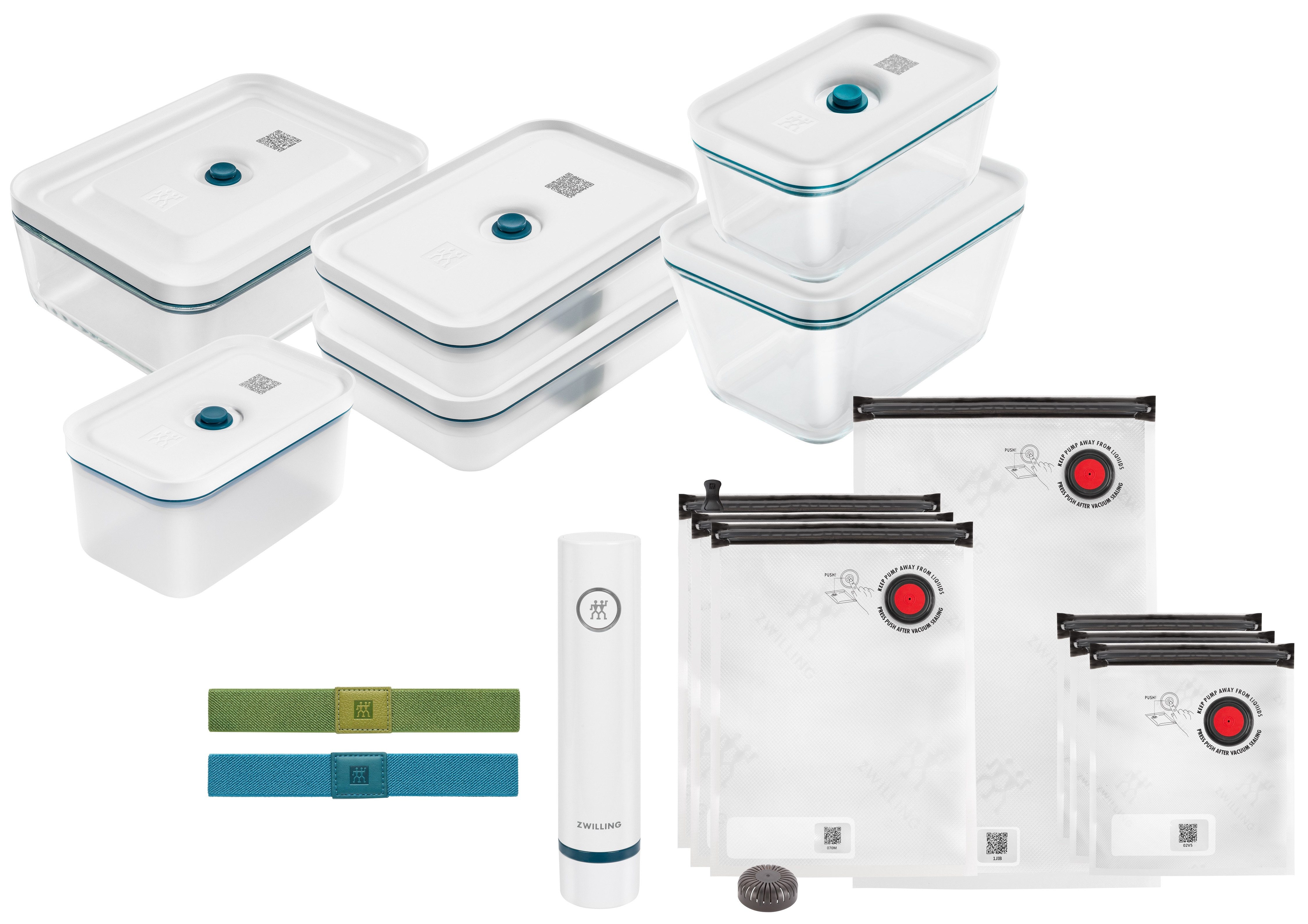 Zwilling Vakuumbehälter Fresh & Save, Aufbewahrungssystem, Glas, Kunststoff, (Set, 16-tlg), Vakuum Starterset für Lebensmittel, Glas, Spülmaschinenegeeignet