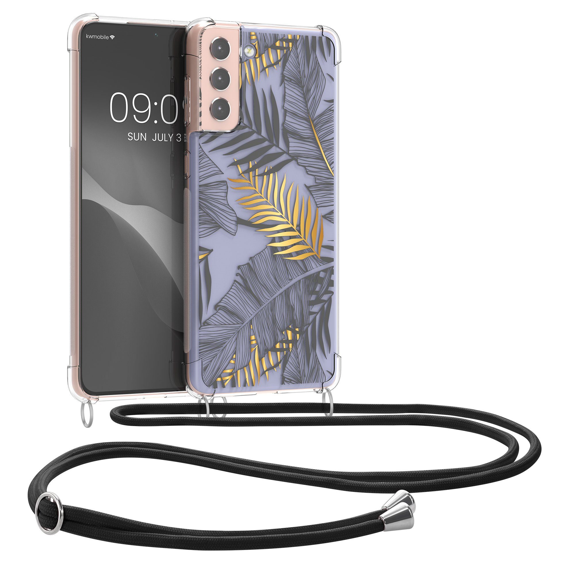kwmobile Handyhülle Hülle für Samsung Galaxy S21 Plus, Silikon Handyhülle mit Kette - Handykette Handyband
