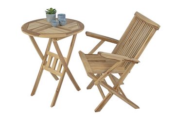 Junado® Balkonset Romario_, Gartenset Teakholz klappbar mit rundem Tisch 60cm