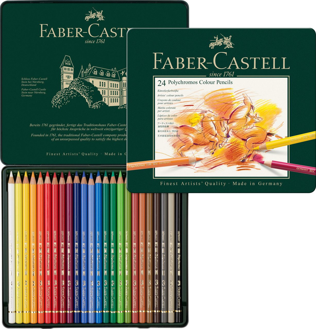 Faber-Castell Buntstift Polychromos, Premium Künstler Farbstift 24er Metalletui