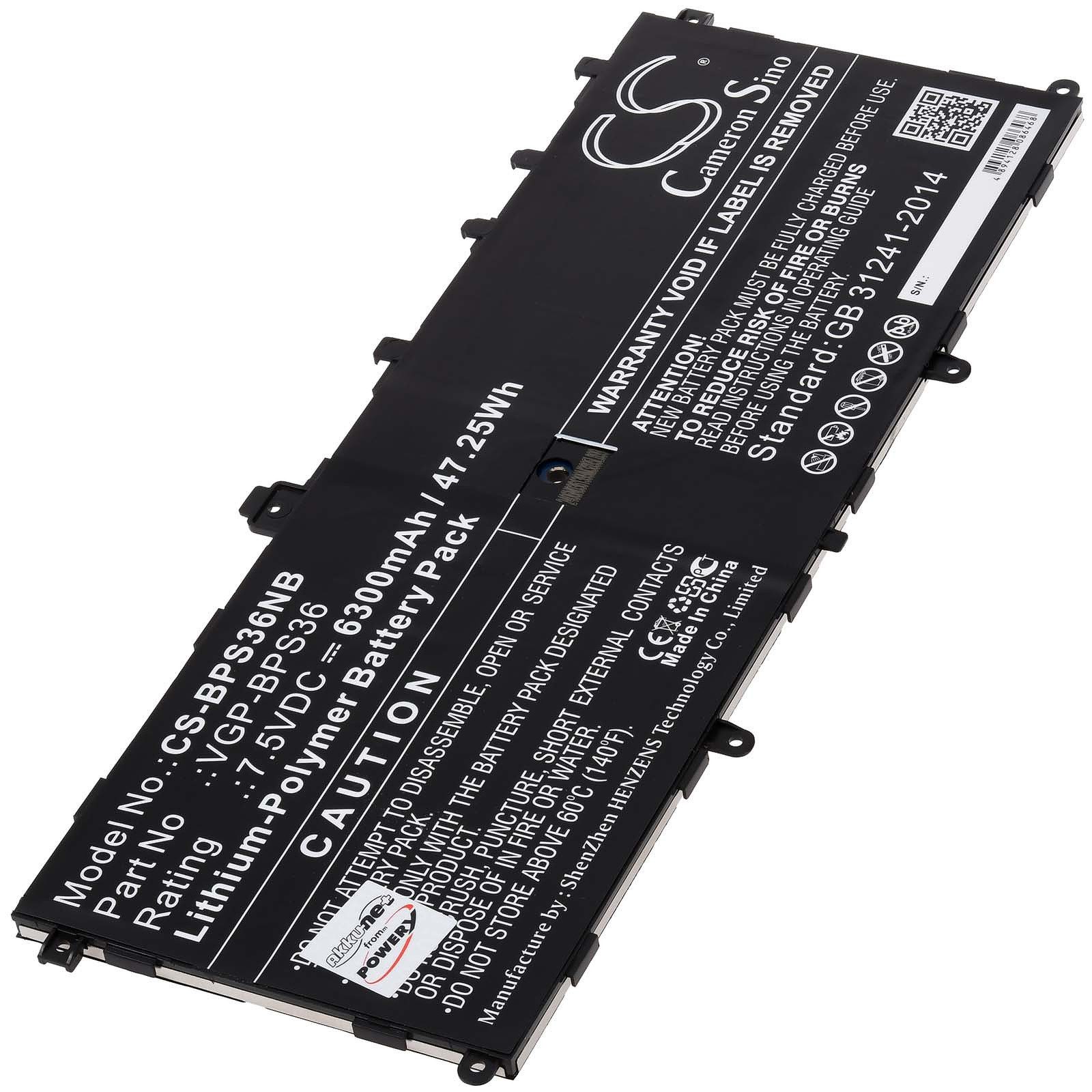 Powery Akku für Sony SVP1321ZPWR Laptop-Akku 6300 mAh (7.5 V)