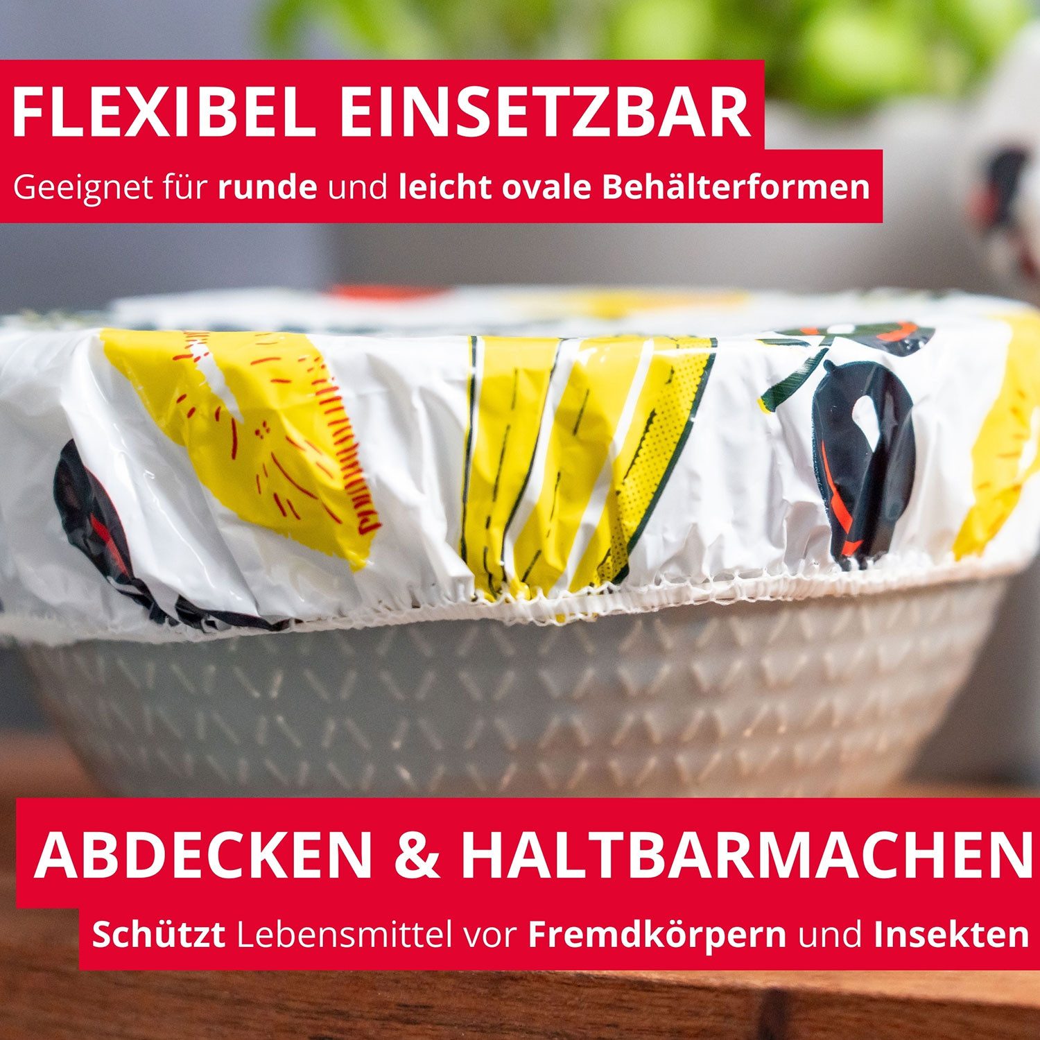 WESTMARK Vorratsdose 5 flexible Topfhauben/-abdeckungen, mit Gummizug, Kunststoff, Weiß/Bun, PE
