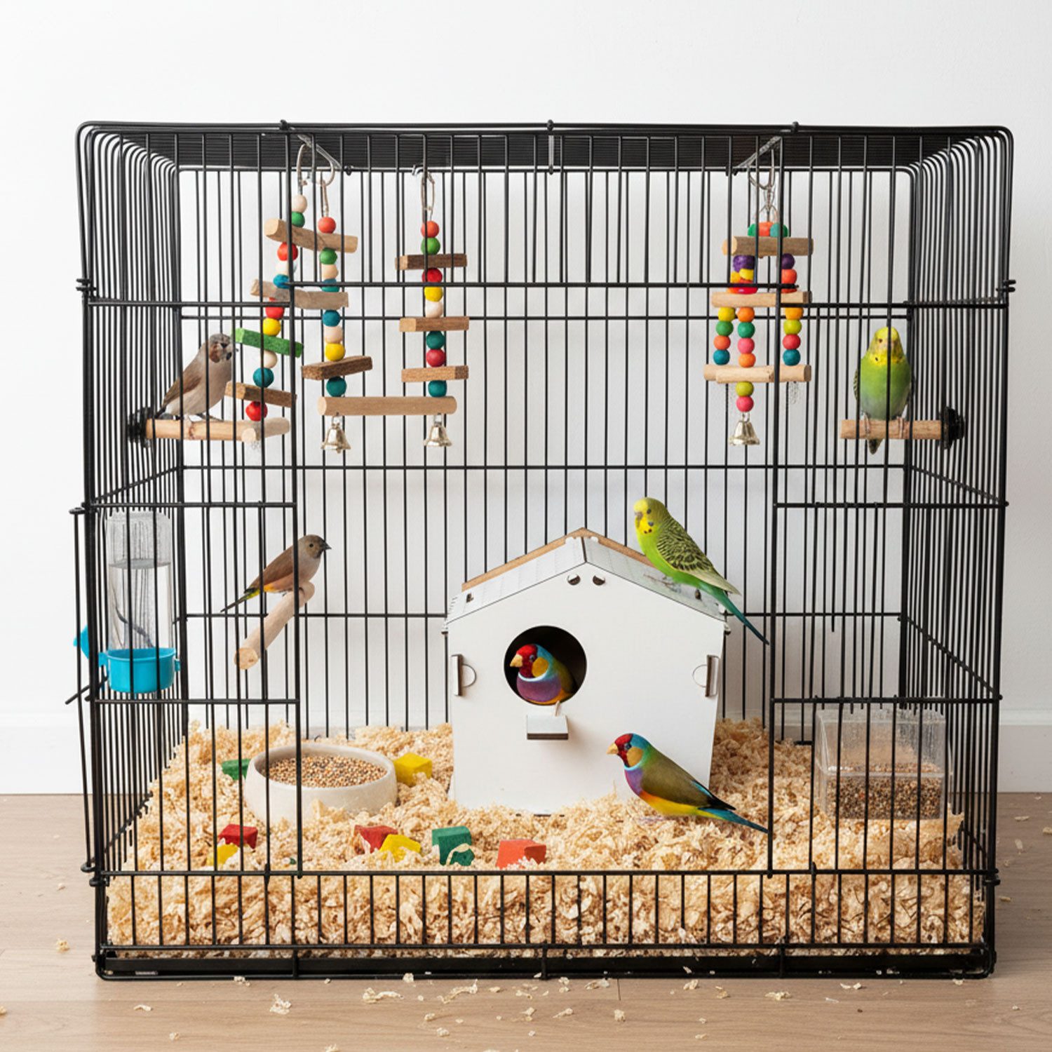 Jungengel Vogelhaus Nistkasten Stecksystem Holz für Wellensittiche & Finken Vogelhäuschen, Einfacher Aufbau, Robust & Langlebig, 100% Holz, Ideal kleine Vögel