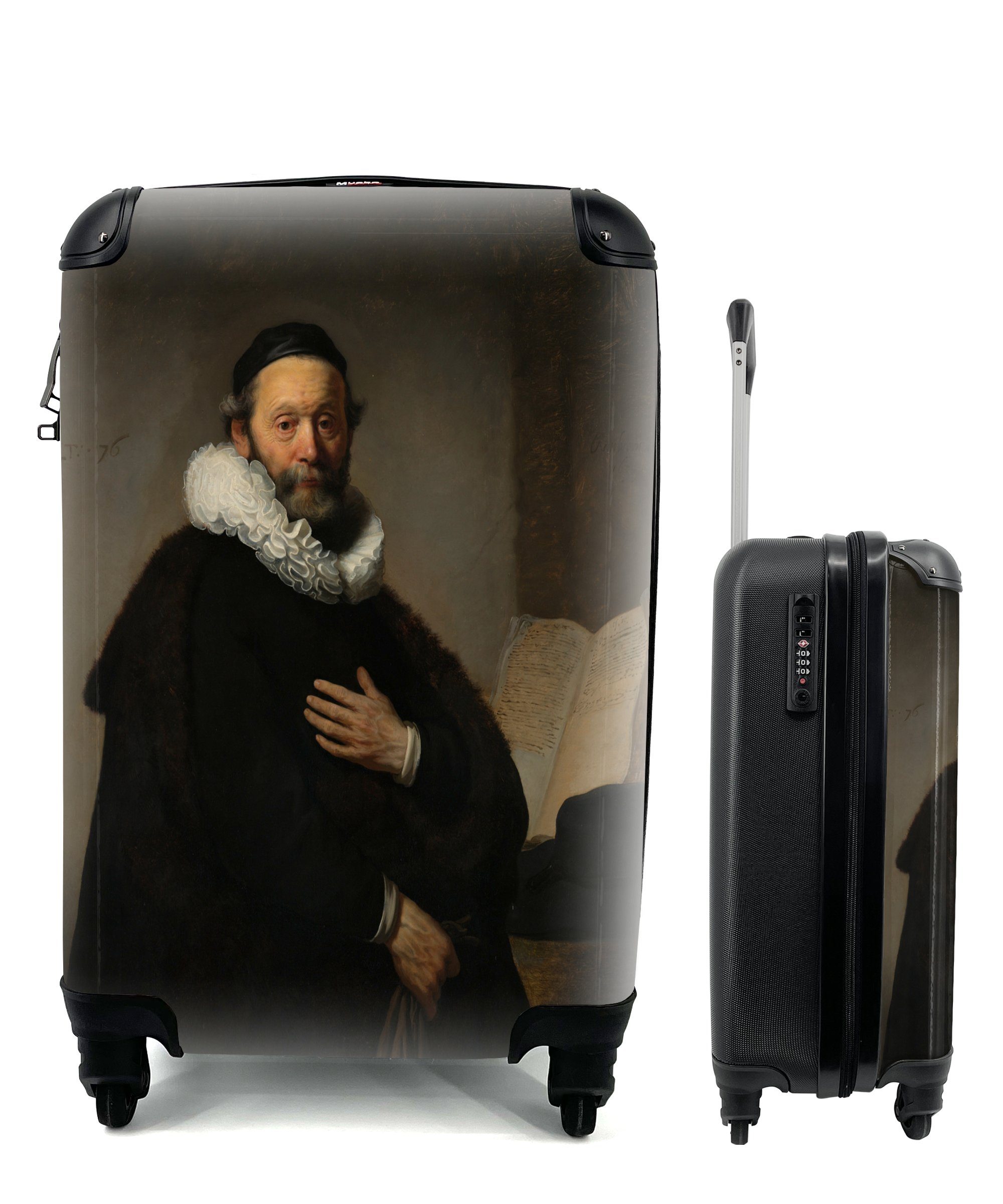 Johannes rollen, Handgepäckkoffer von Rembrandt Porträt für Trolley, 4 - Reisetasche Wtenbogaert MuchoWow Reisekoffer van Handgepäck Rijn, mit Ferien, Rollen,