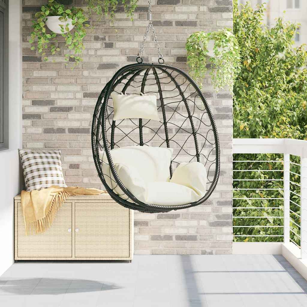 vidaXL Hollywoodschaukel Hängendes Ei-Stuhl Cremeweiß 91,5 x 54,5 x 107 cm Poly-Rattan, 1-Sitzer, 1 tlg.