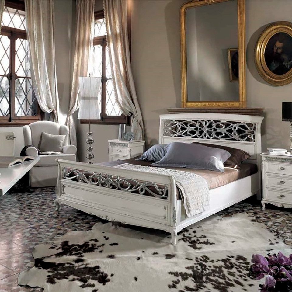 Xlmoebel Holzbett Doppelbett aus Massivholz von Vaccari Cav Giovanni (1-tlg., Bett), Hergestellt in Italy