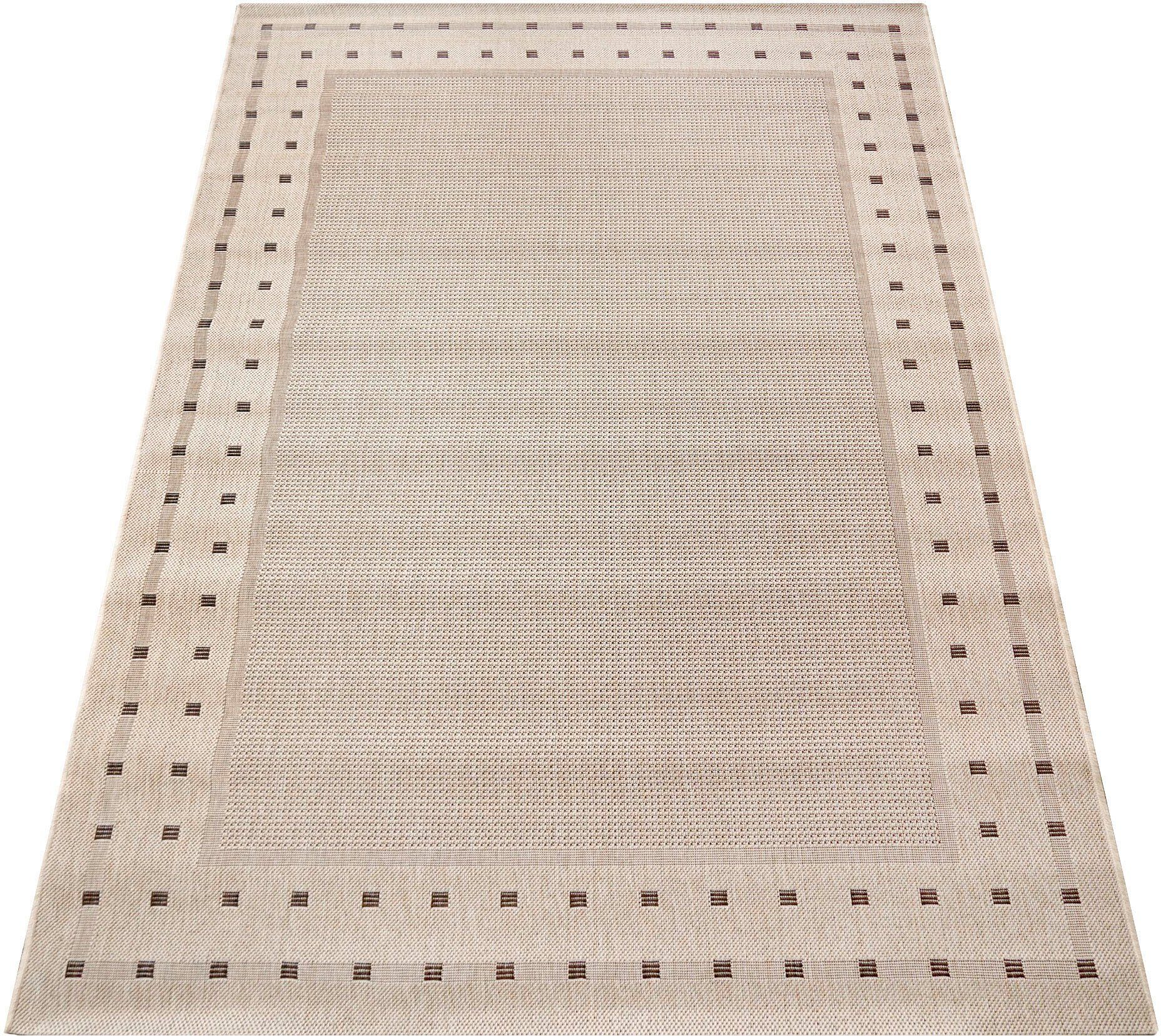 Teppich Belz, Home affaire, rechteckig, Höhe: 5 mm, Flachgewebe, Sisal-Optik, meliert, mit Bordüre, pflegeleicht, Scandi beige