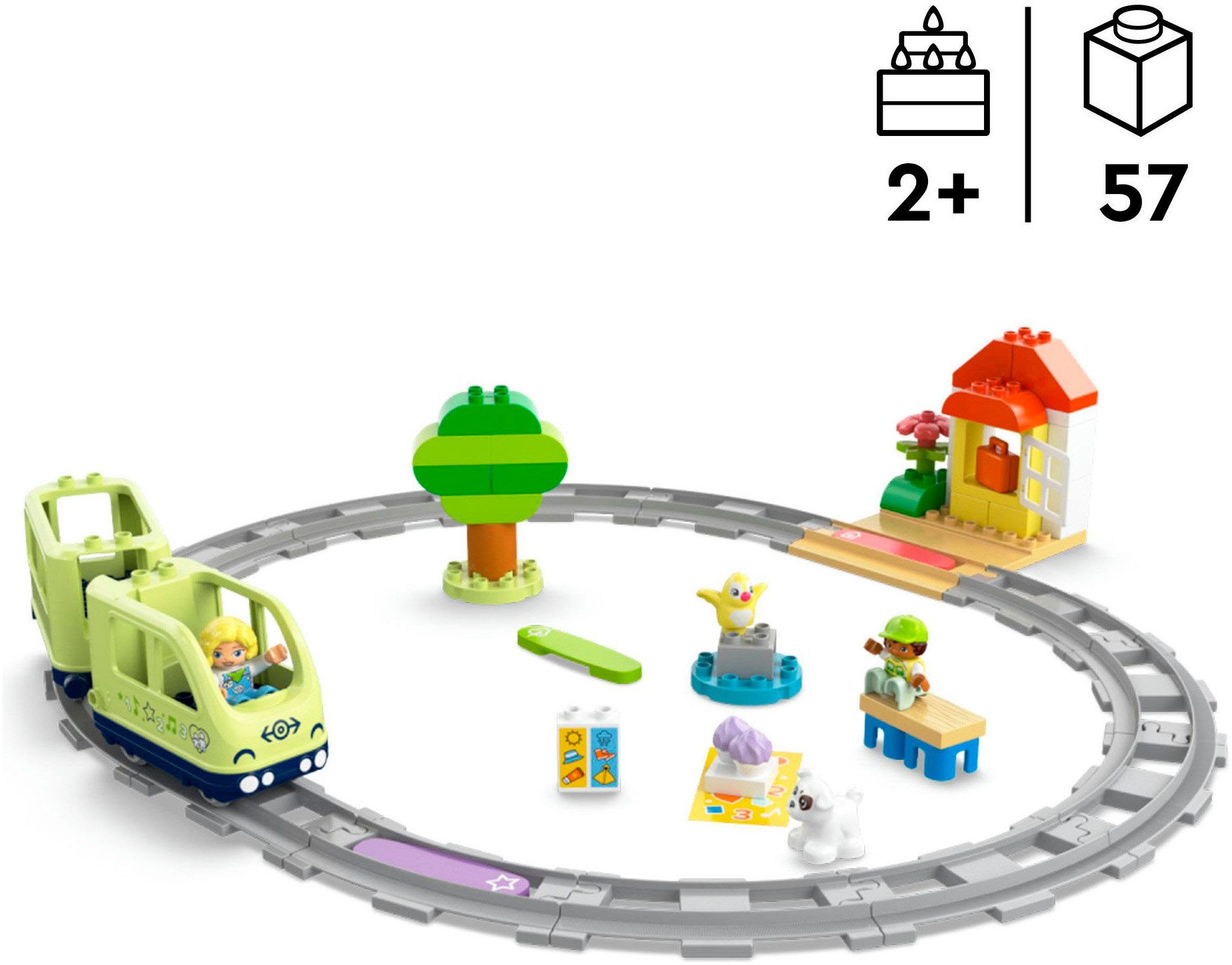 LEGO® Interaktive Abenteuer-Eisenbahn (10427), LEGO DUPLO Town Konstruktionsspielsteine, (57 St), mit Licht und Sound; Made in Europe