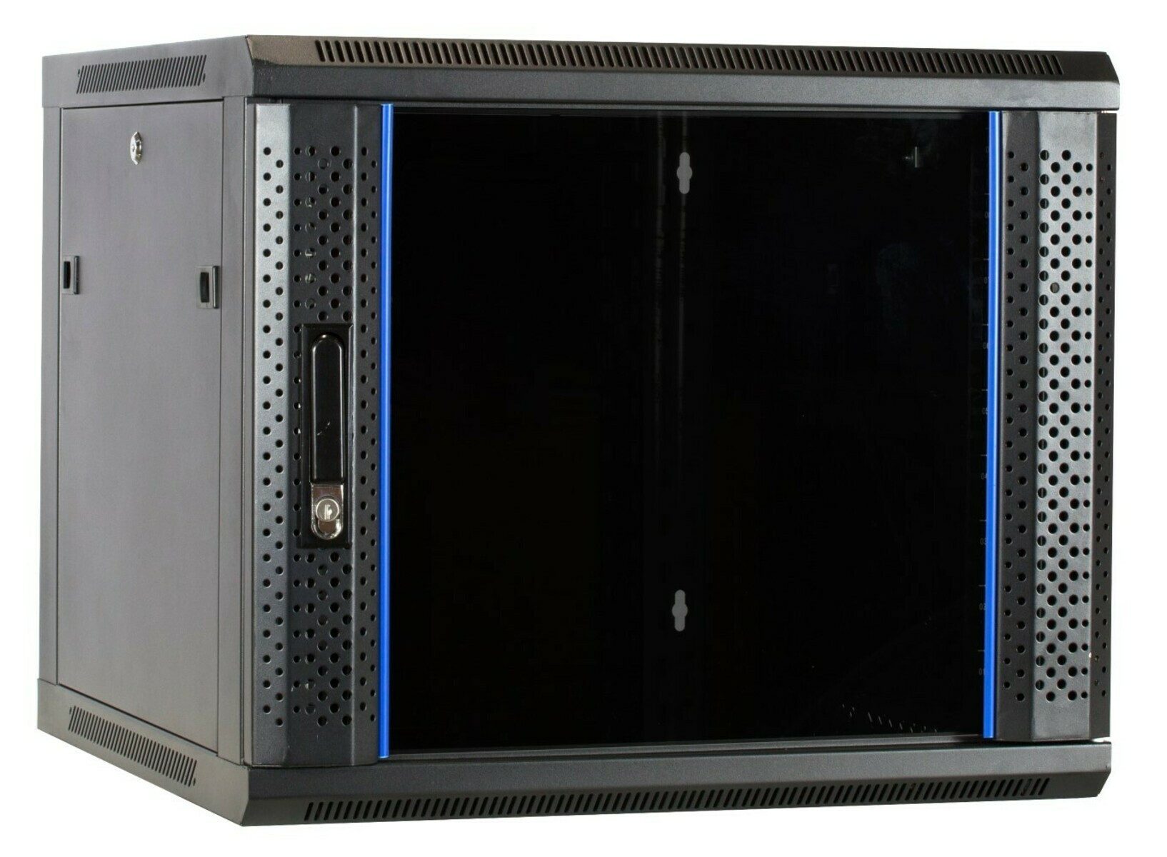 DSIT Wandgehäuse DSIT 9HE - Netzwerkschrank 19 Zoll - Wandschrank mit Glastür - Set -