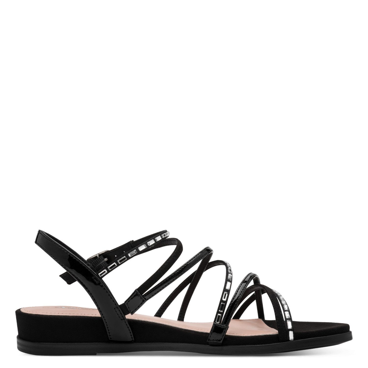 Tamaris Keilsandalette, Riemchensandale, Sommerschuh mit glitzernden Strasssteinchen