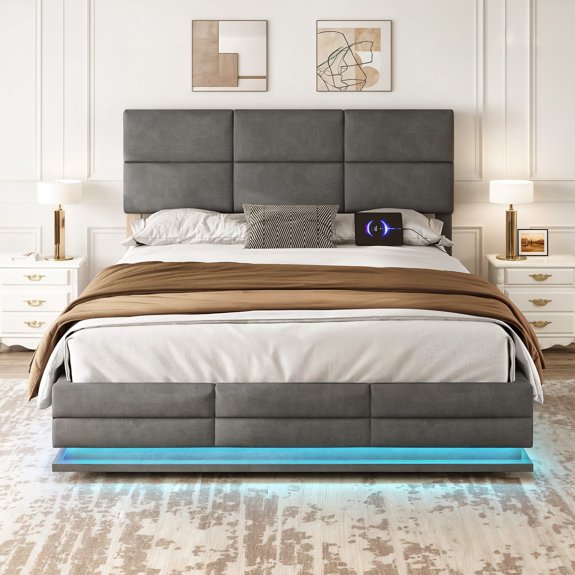 OKWISH Polsterbett Doppelbett Stauraumbett mit Lattenrost günstig online kaufen