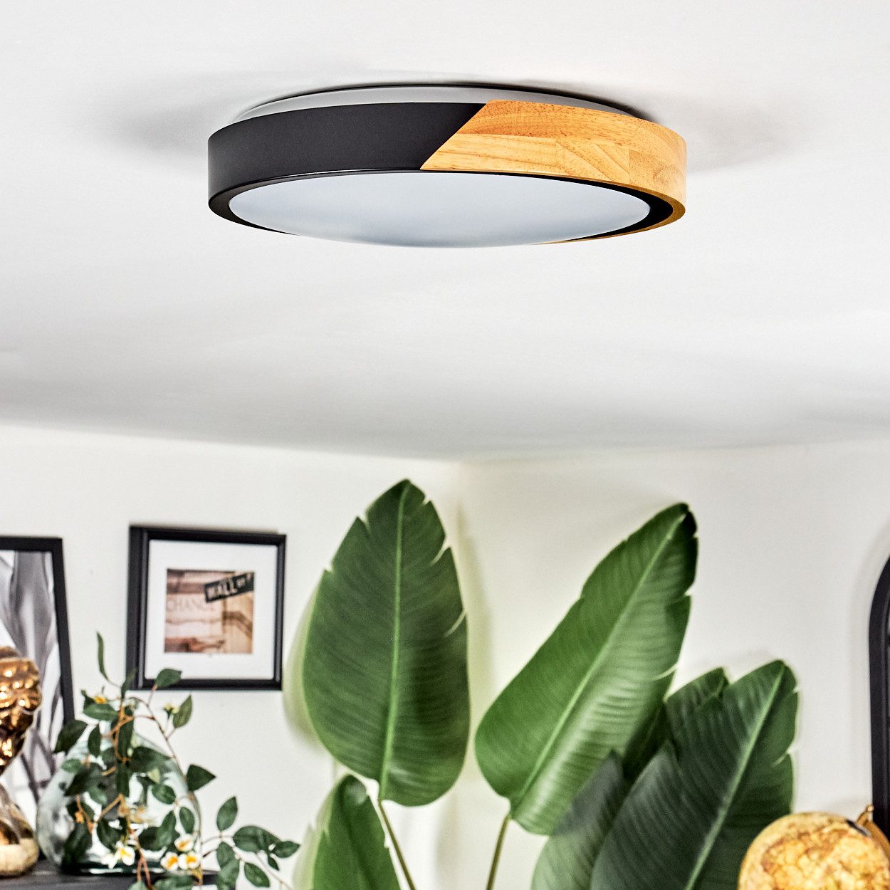 hofstein Deckenleuchte Deckenlampe aus Metall/Holz/Kunststoff in günstig online kaufen