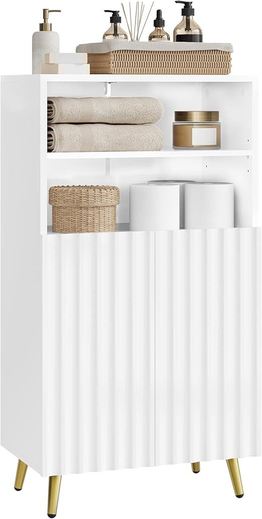 EUGAD Badkommode (1 St), Badezimmerschrank, mit 4 Fächern, 2 Türen, weiß