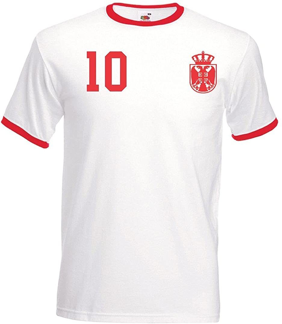 Youth Designz T-Shirt Serbien Herren T-Shirt im Fußball Trikot Look mit trendigem Print Weiß