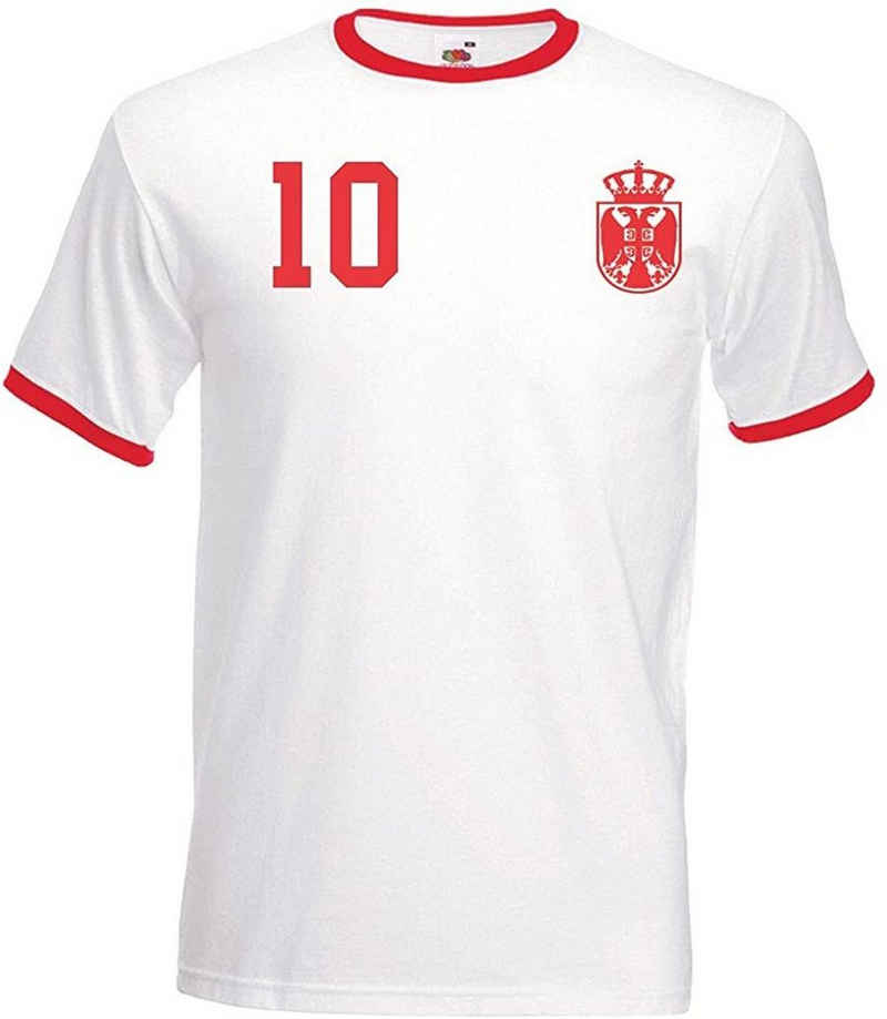 Youth Designz T-Shirt Serbien Herren T-Shirt im Fußball Trikot Look mit trendigem Print