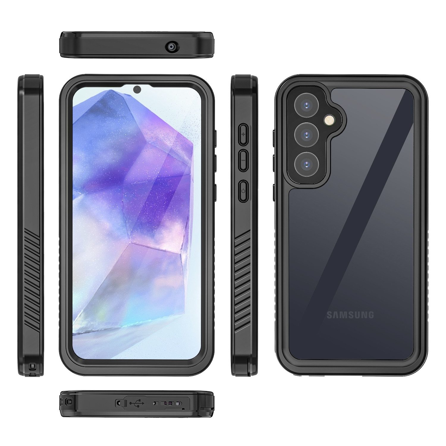 Wigento Handyhülle Für Samsung Galaxy A55 360 Grad Full Body Wasserdichte Hülle Tasche