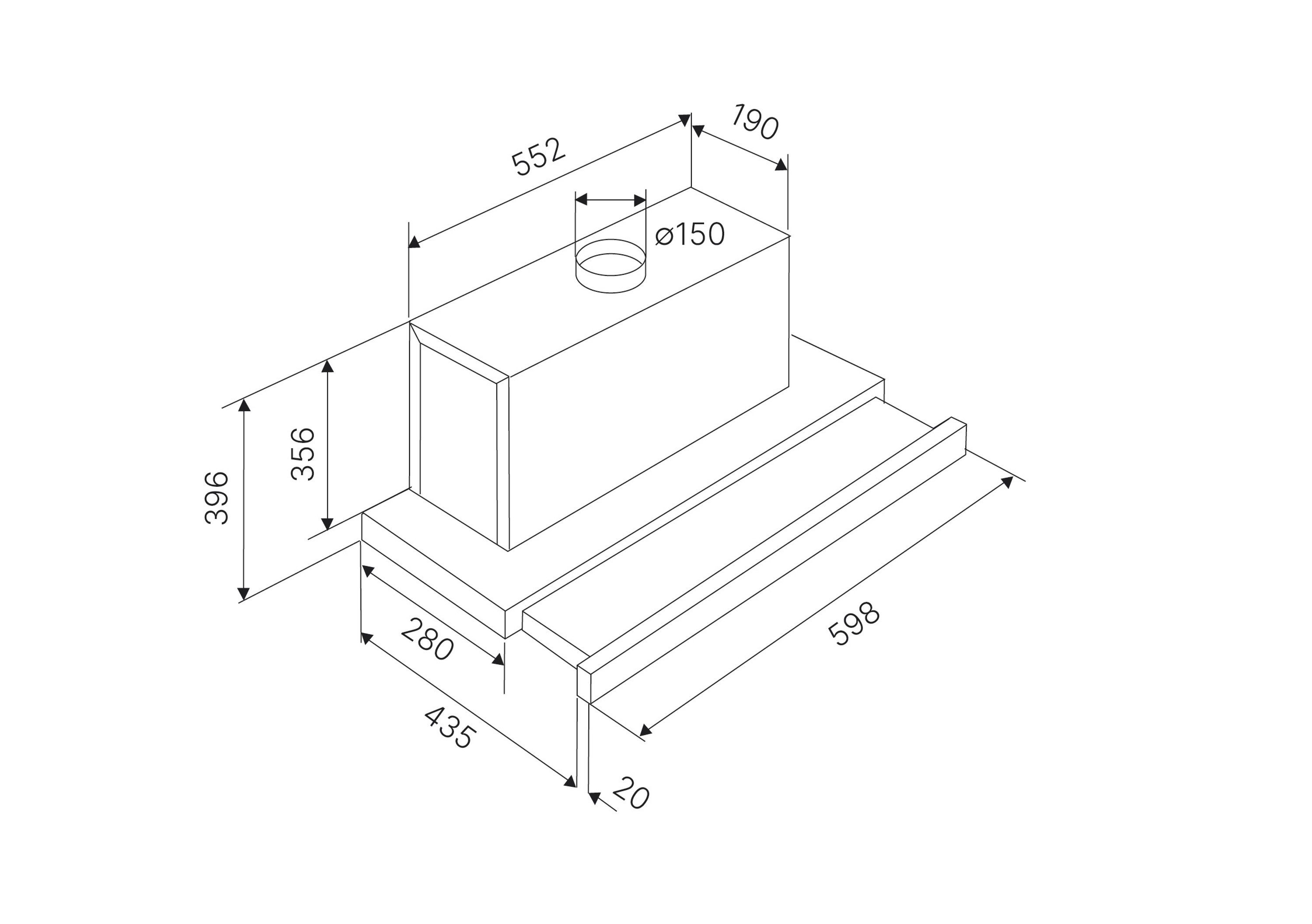 Küppersbusch Zwischenbauhaube DEF6550.0E Serie K-series.5 DEF6550.0E, Nachlaufautomatik, Bedienung seitlich, LED-Anzeige