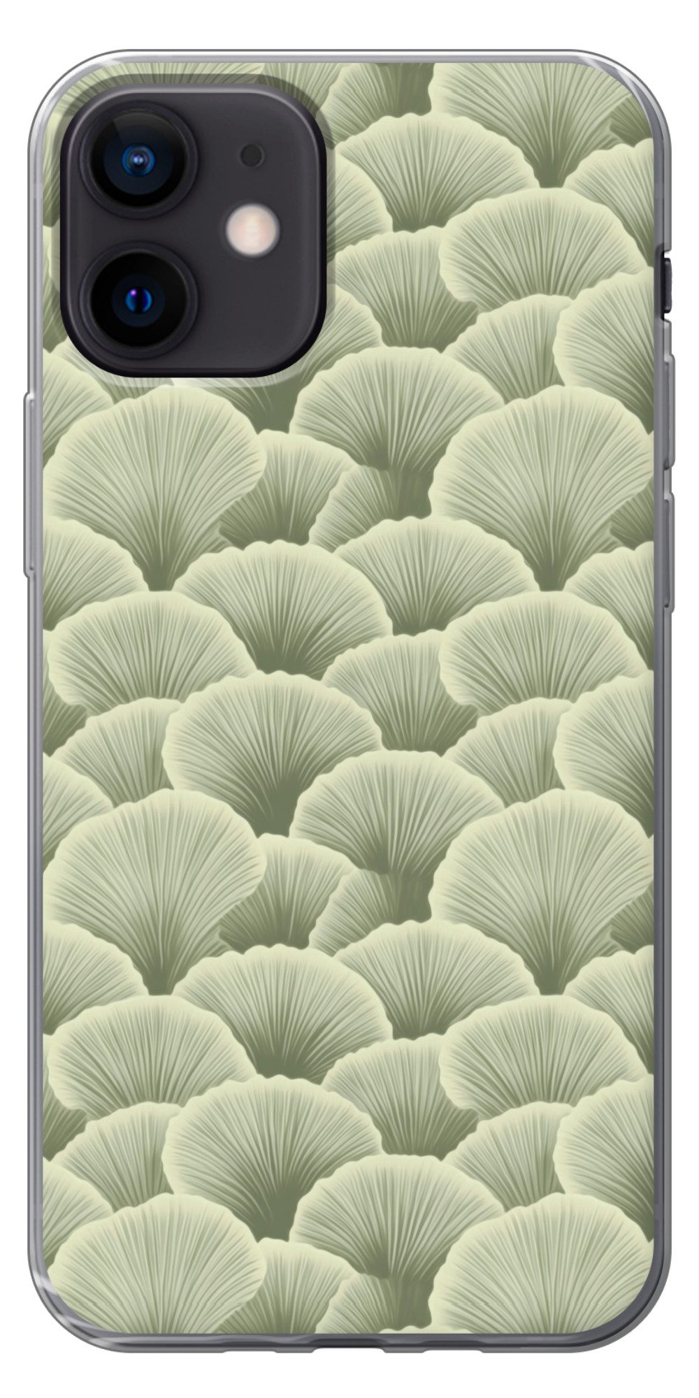 MuchoWow Handyhülle für Apple iPhone 12 Pro Fächer - Blatt - Grün, Smartphone-Bumper, Print, Handy Schutzhülle Dünn