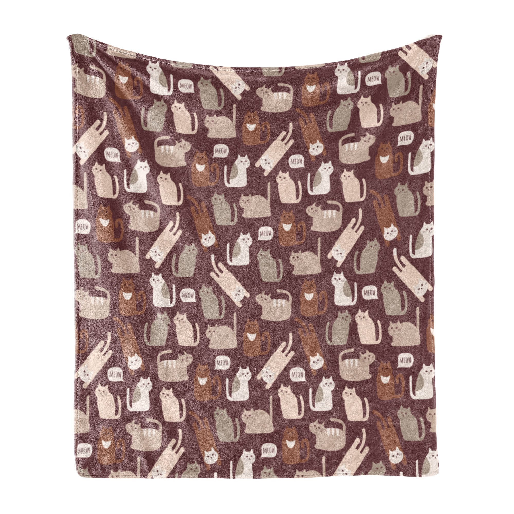 Wohndecke Gemütlicher Plüsch für den Innen- und Außenbereich, Abakuhaus, Katze Lustige kleine Kätzchen Meow