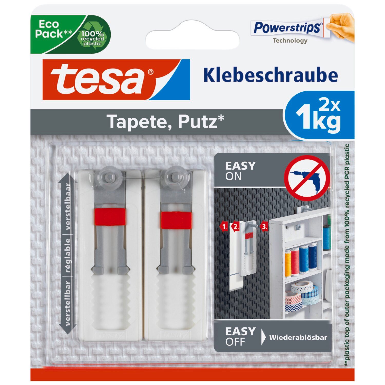 Klebehaken 2x tesa Klebenagel Fliesen&Metall, 2er Set, 3 kg Haltekraft