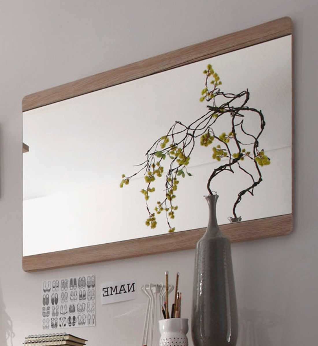 trendteam Garderobenspiegel Malea (Wandspiegel mit Eiche Dekor, 90 x 64 cm)