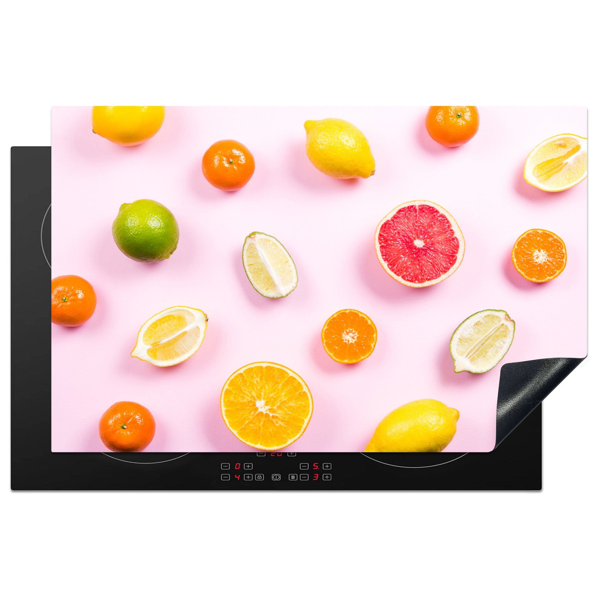 MuchoWow Herdblende-/Abdeckplatte Zitrone - Limette - Zitrusfrüchte, Vinyl, (1 tlg), 81x52 cm, Induktionskochfeld Schutz für die küche, Ceranfeldabdeckung
