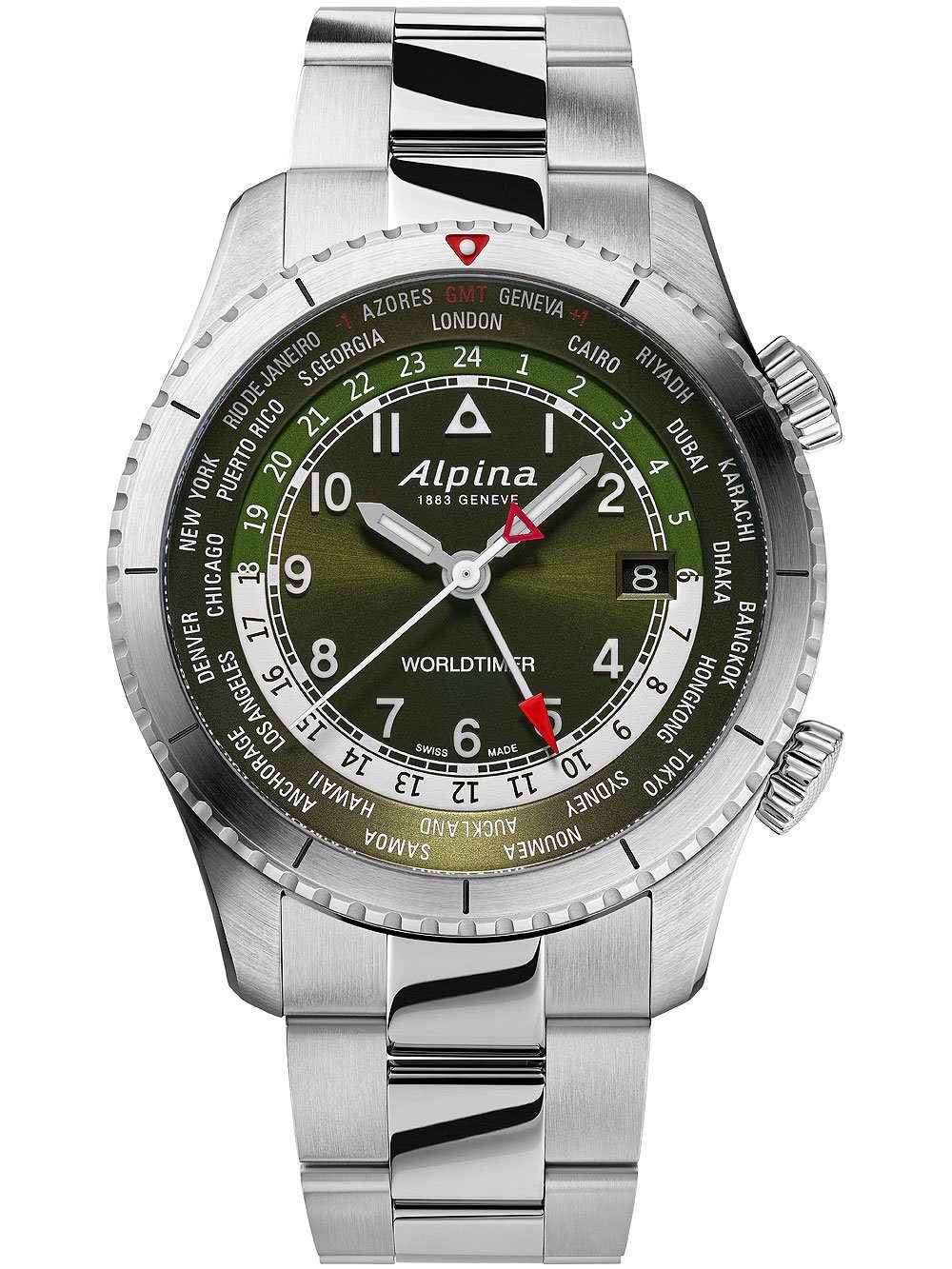 Alpina Quarzuhr Alpina AL-255GR4S26B Startimer Pilot Worldtimer Herrenuhr 41mm Alpina AL-255GR4S26B Startimer Pilot Worldtimer Herrenuhr 41mm