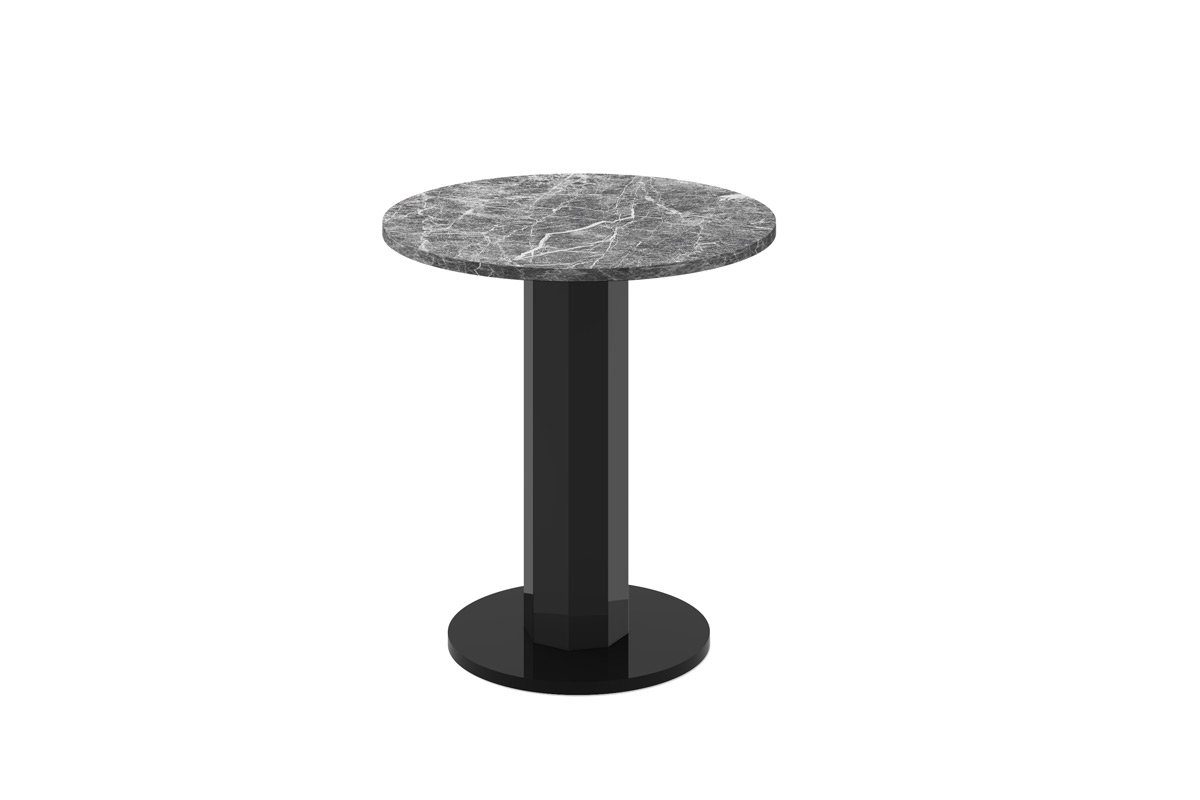 designimpex Couchtisch Design Couchtisch rund HSO-222 60cm Hochglanz Tisch Marmor dunkel - Schwarz Hochglanz