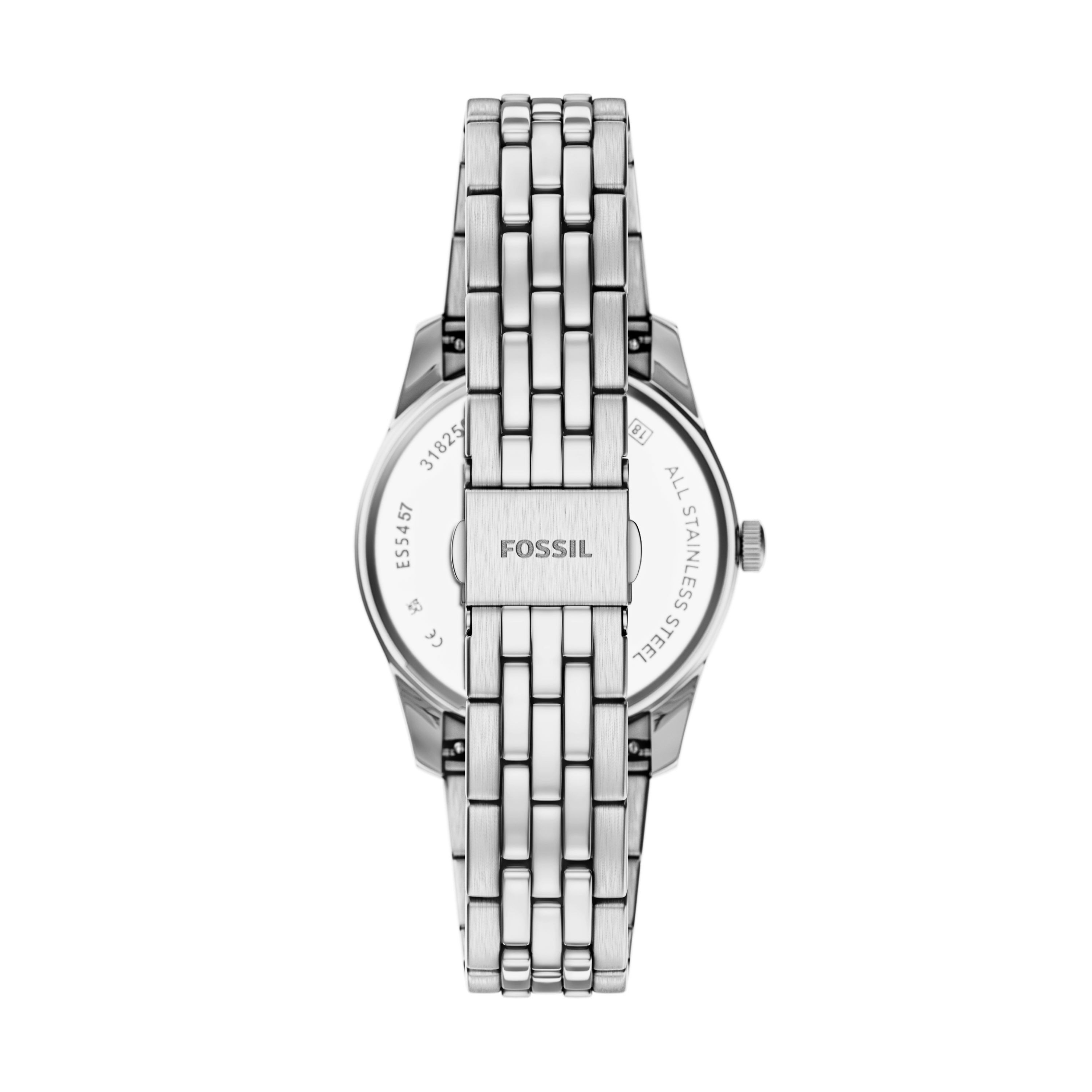 Fossil Quarzuhr Scarlette ES5457, Armbanduhr, Damenuhr, Edelstahlarmband, analog, Tag, Wochentag