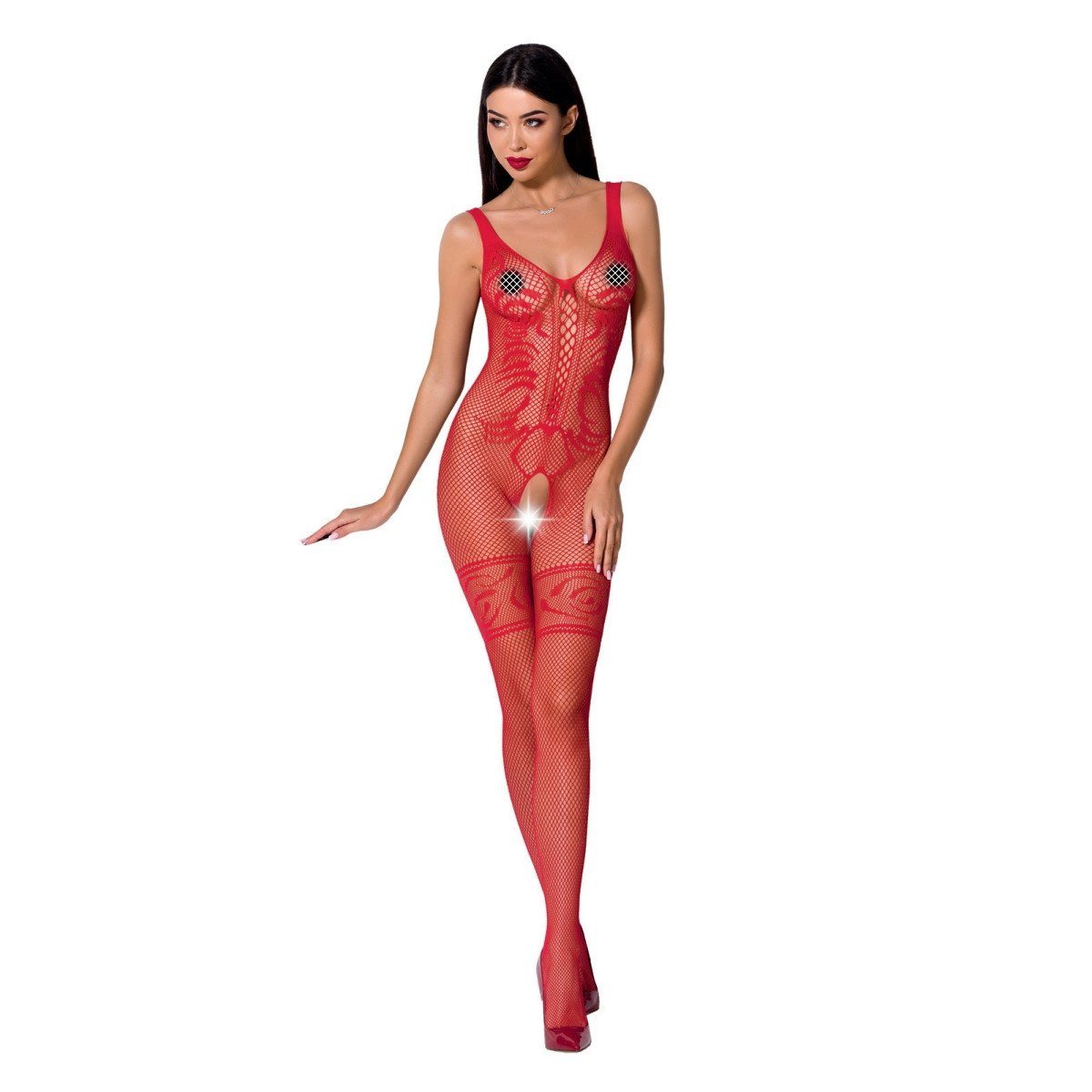 Passion-Exklusiv Catsuit PE Bodystocking BS069 red - (S/L)