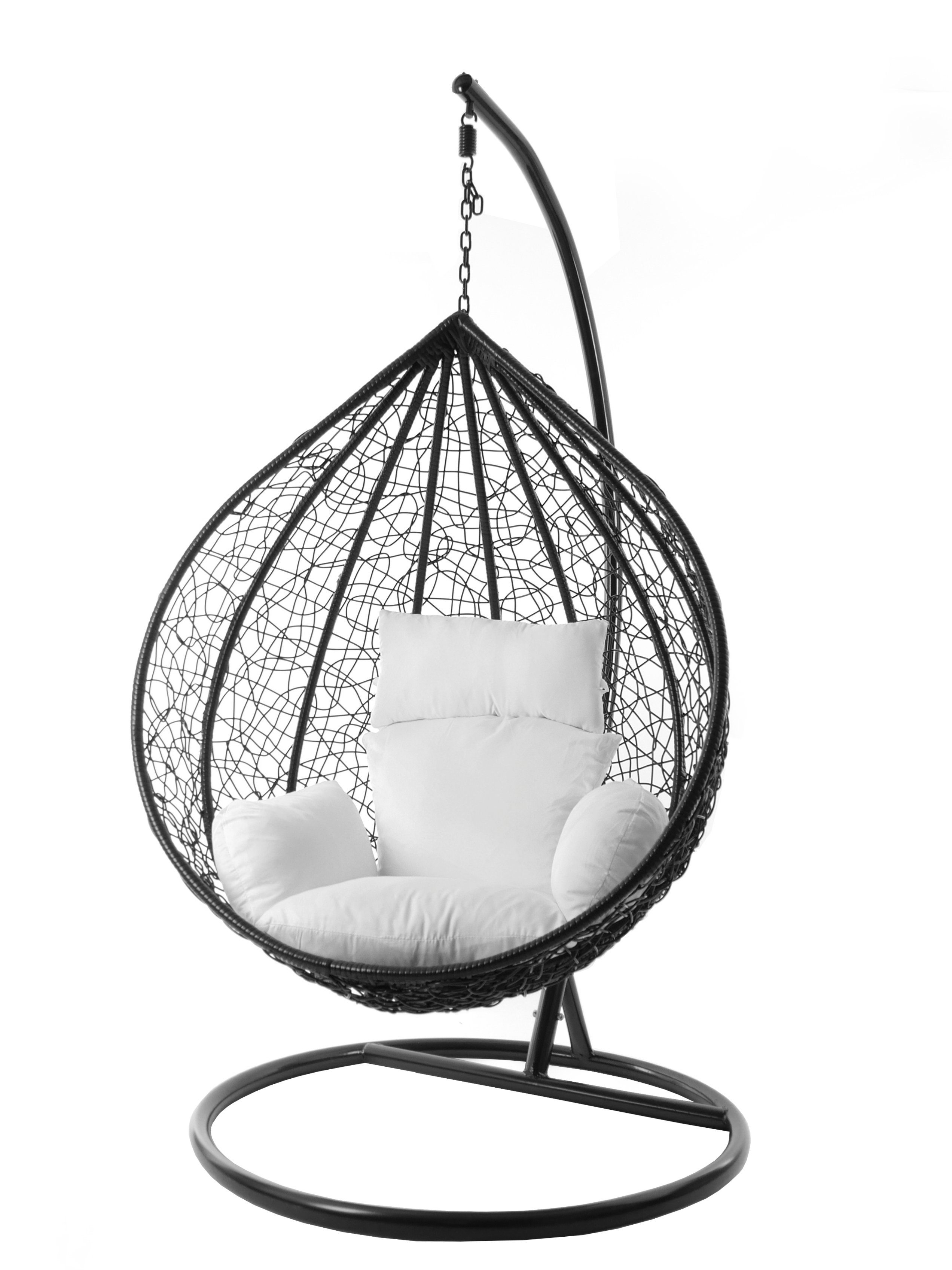 KIDEO Hängesessel Hängesessel MANACOR schwarz, inklusive, weiß edel, snow) XXL Farben (1000 Chair, verschiedene und Gestell Swing Nest-Kissen, Kissen