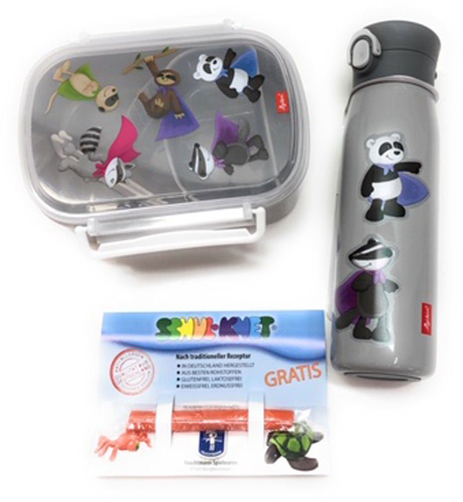 Isolierflasche Kindergeschirr-Set Bärbel Lunchbox, teilig, Knete mit Edelstahl Geschirrset Steinnacher Helden 3