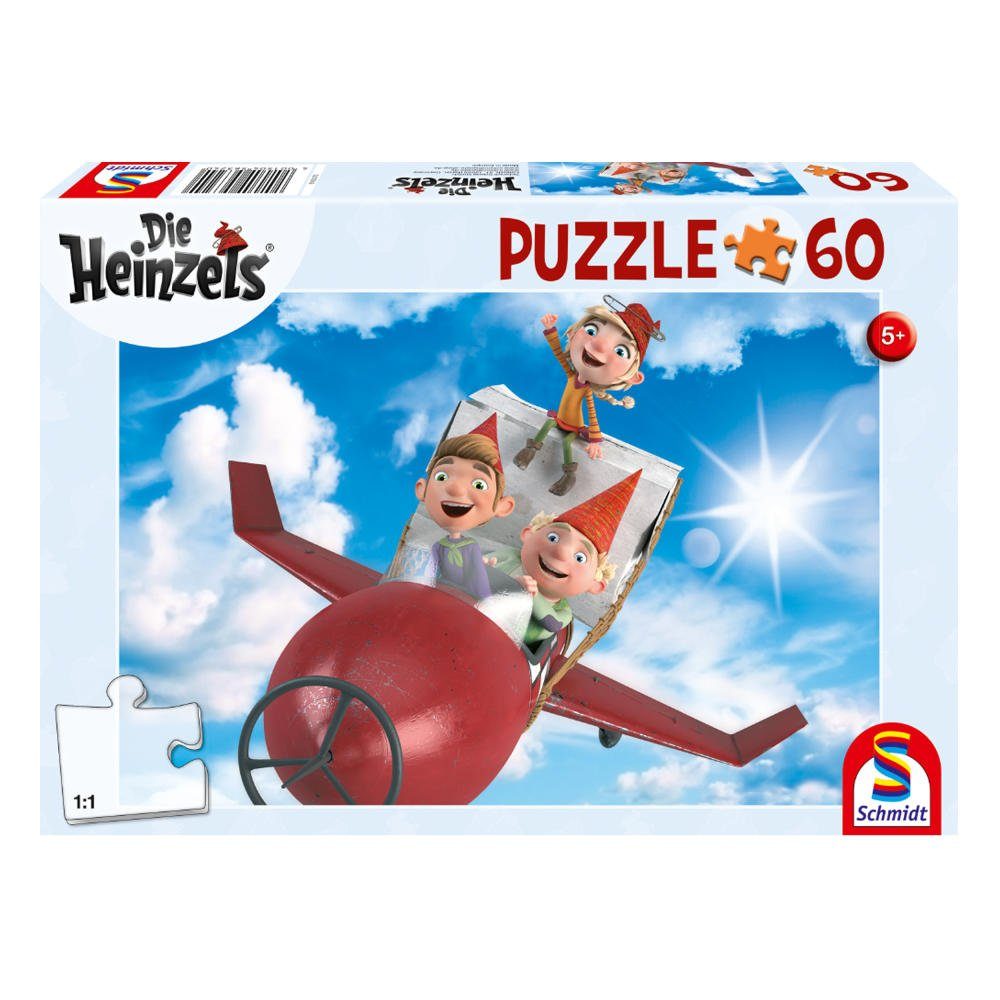 Schmidt Spiele Puzzle Flug mit der Pupsrakete - Die Heinzels, 60 Puzzleteile