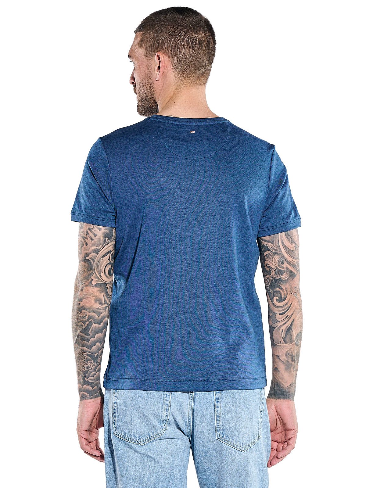 emilio adani T-Shirt Herren T-Shirt aus Material, Brilliantblau