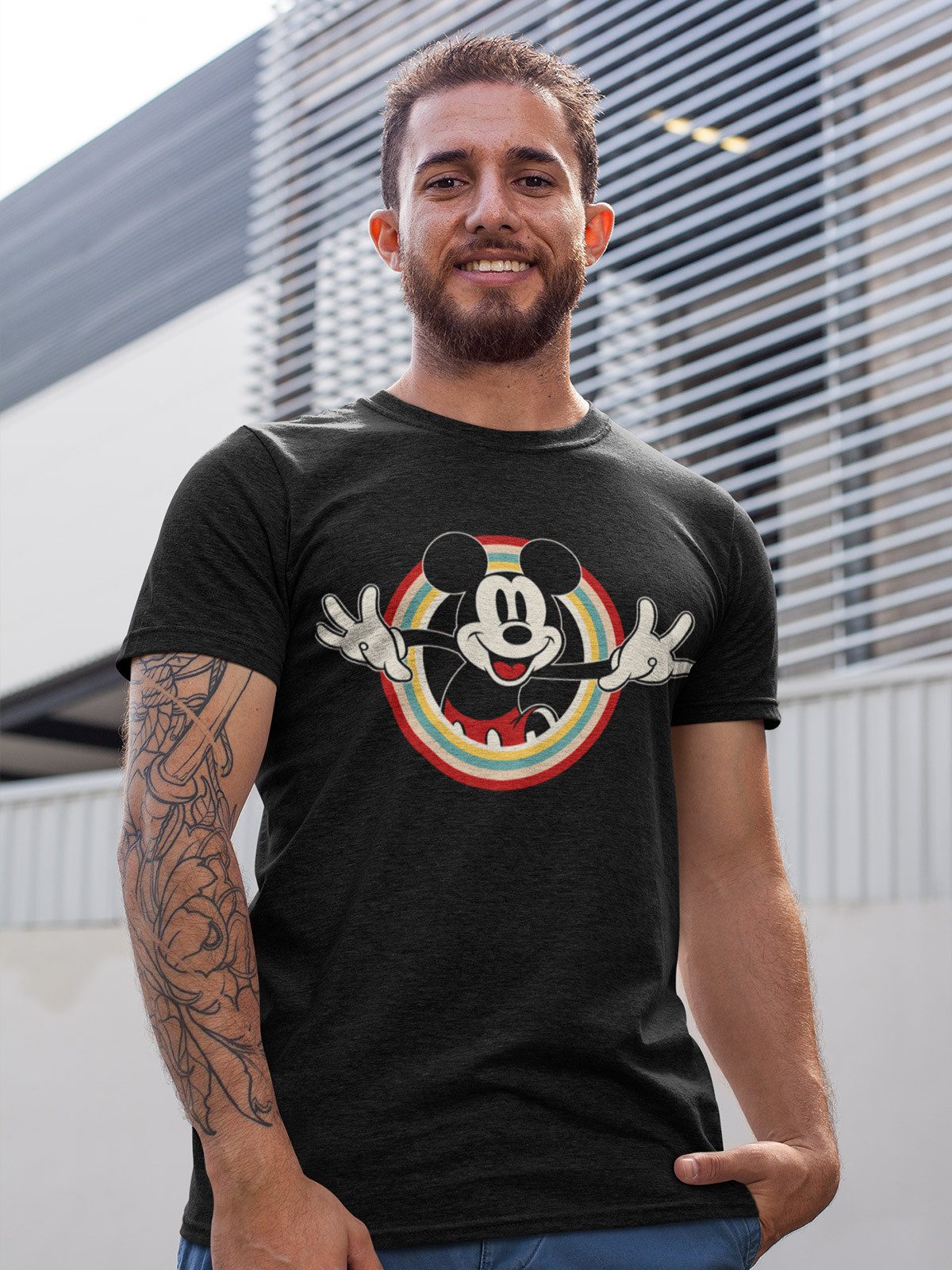 Mickey & Minnie Mouse Hello Herren T-Shirt schwarz günstig online kaufen