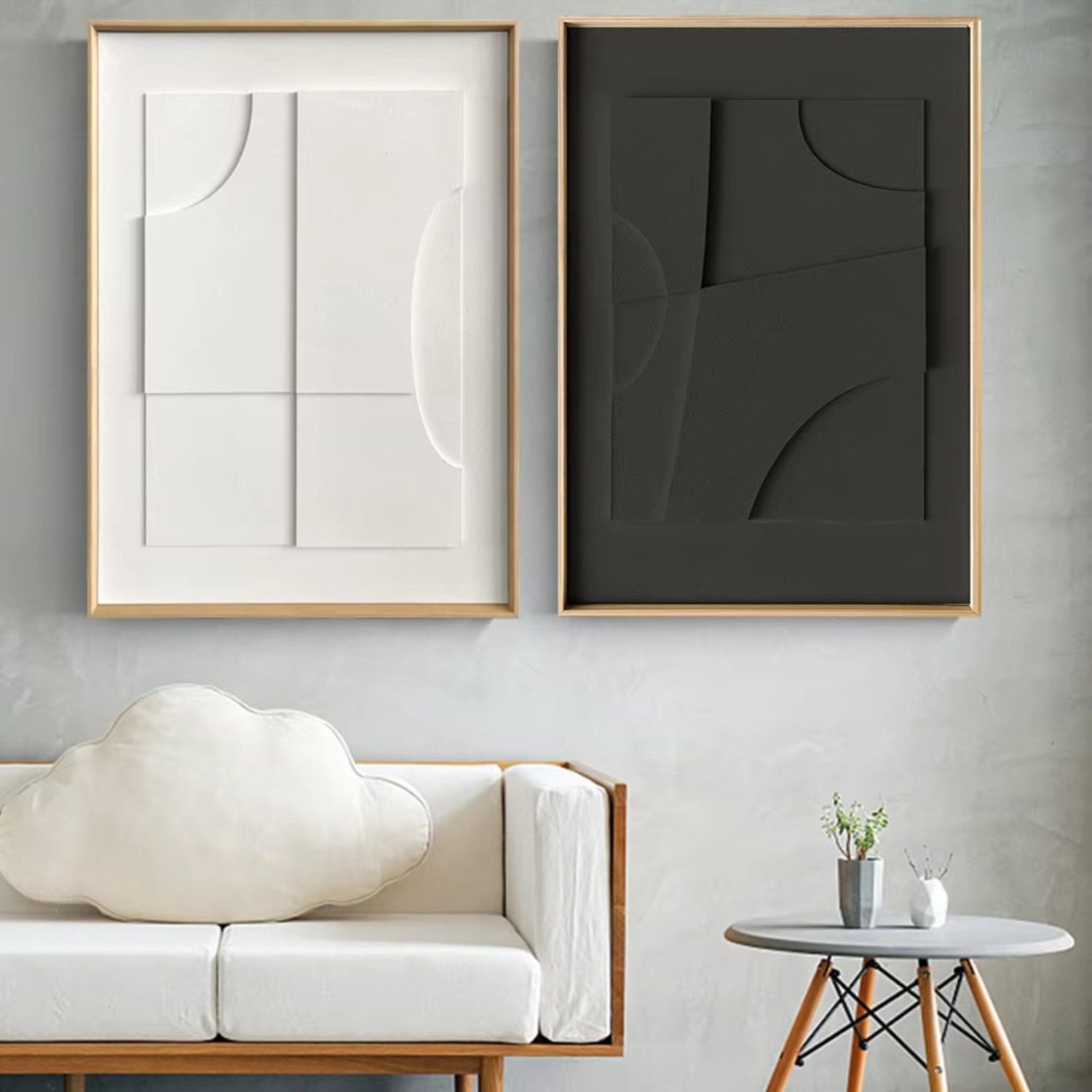 TPFLiving Kunstdruck OHNE RAHMEN, Abstrakte Geometrische Formen mit 3D Wirkung - (Leinwandbild XXL), Farben: Farben: beige, schwarz, braun, weiß -Größe: 20x30cm