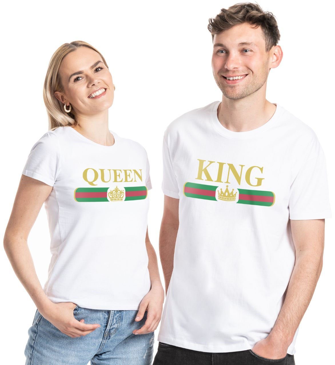 Couples Shop Print-Shirt King & Queen T-Shirt für Paare mit modischem Frontprint