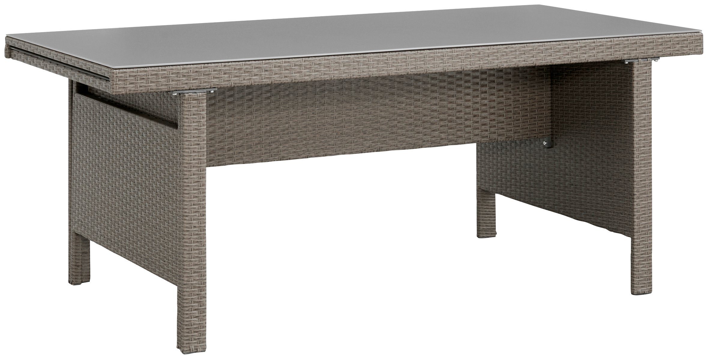 KONIFERA Garten-Essgruppe Mailand, (Set, 31-tlg., 10x Sessel, 1x AZ-Tisch 179-302 cm, inkl. Auflagen), Polyrattan, Stahl, Braun