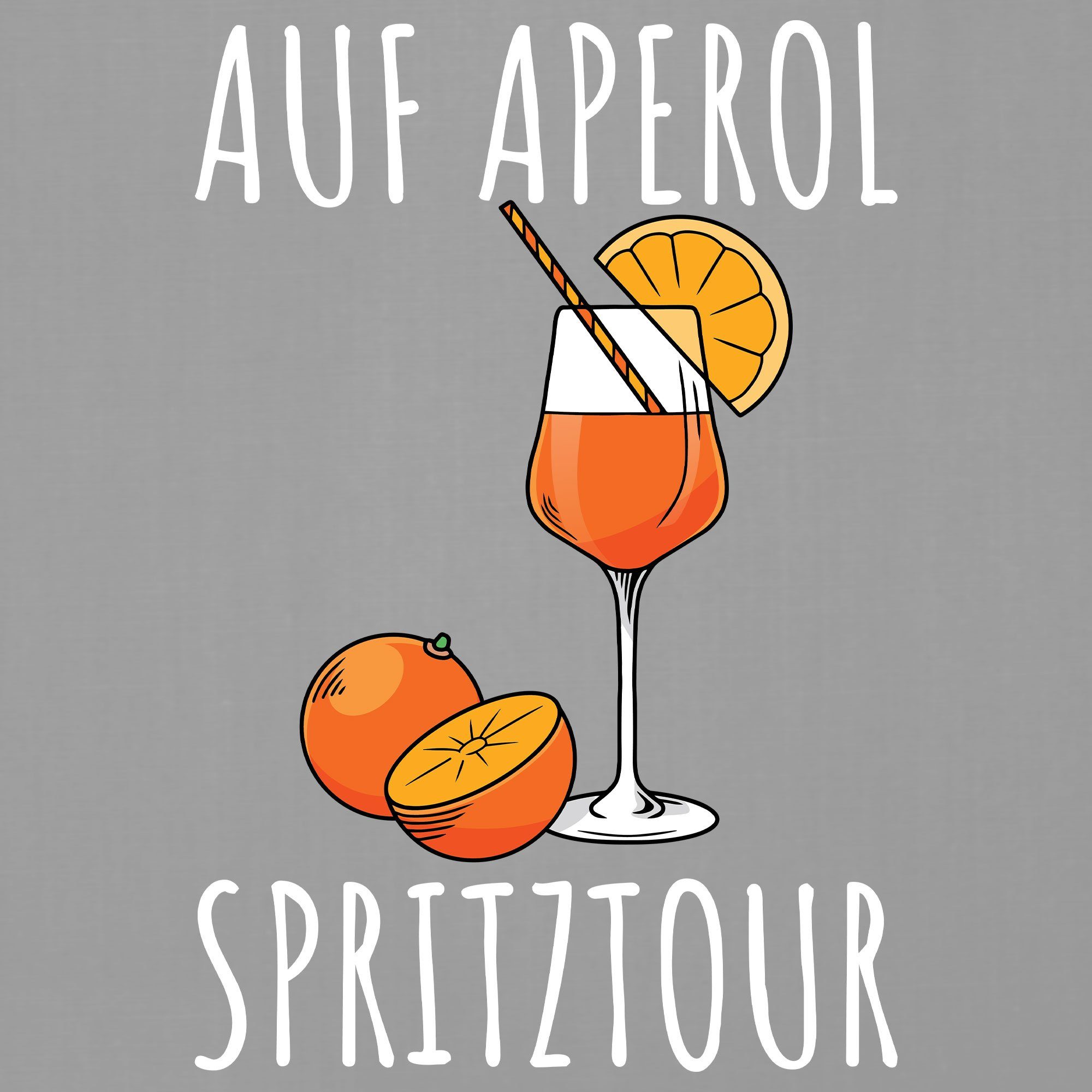 Quattro Formatee Kurzarmshirt Auf Aperol T-Shir Spruch Statement Herren (1-tlg) - Lustiger Heather Spritztour Spritz Grau