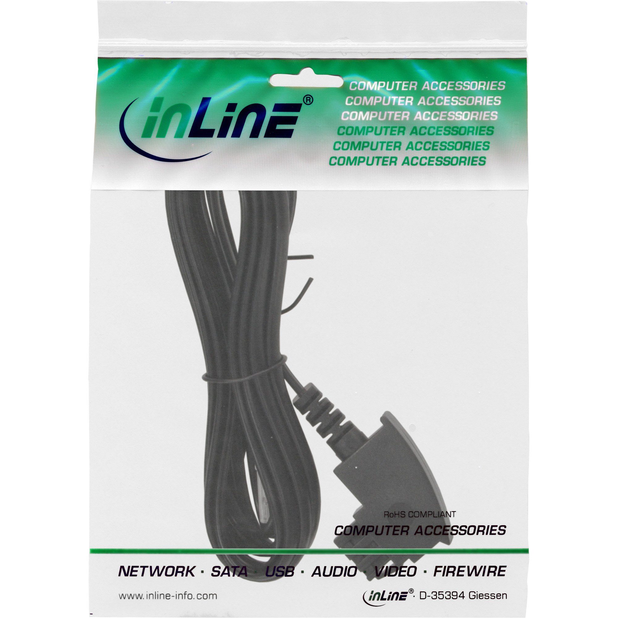 Inline InLine® TAE-F Kabel, für DSL-Router, TAE-F Stecker an RJ45 8P2C, 10m Telefonkabel