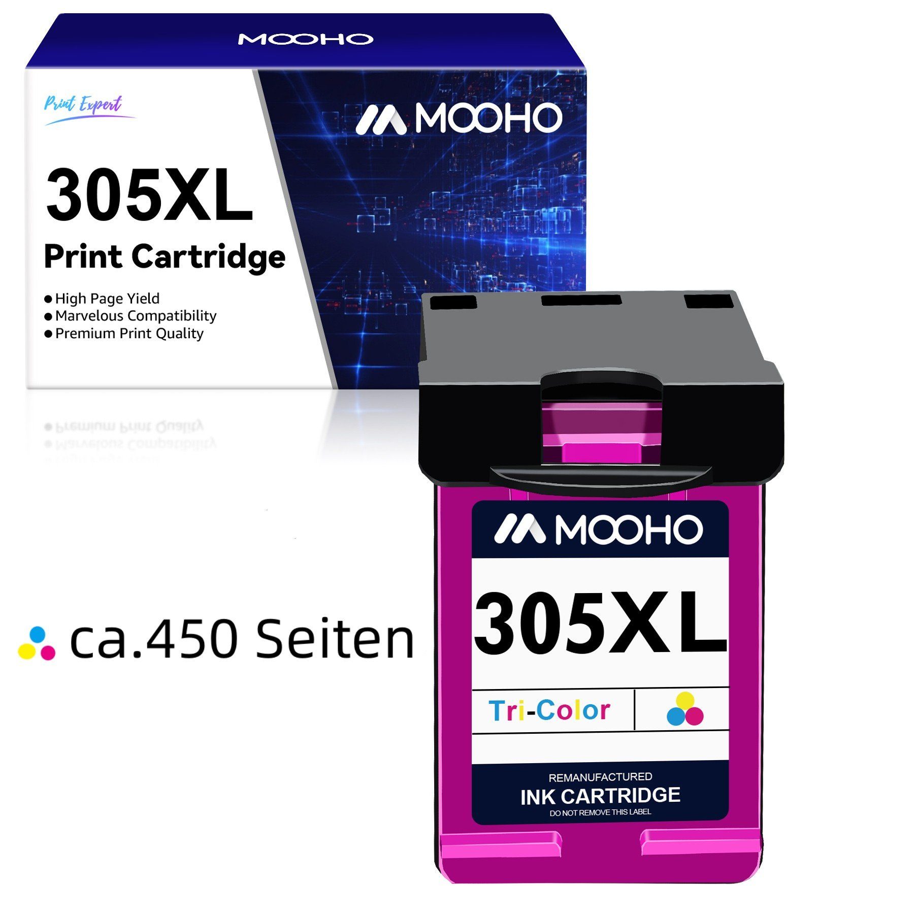 MOOHO 305 XL für HP 305XL Druckerpatronen Multipack Tintenpatrone (DeskJet Plus Serie 4100 4110) 1*Dreifarbig