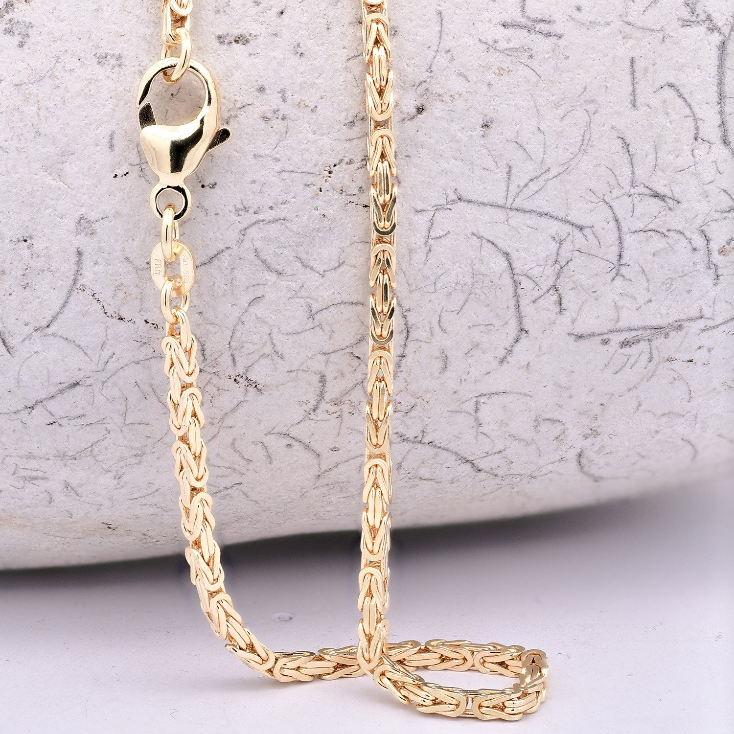 HOPLO Königskette Goldkette Königskette Armkette Breite 1,8 mm 18,5 cm 585-14 Karat Gold, Made in Germany