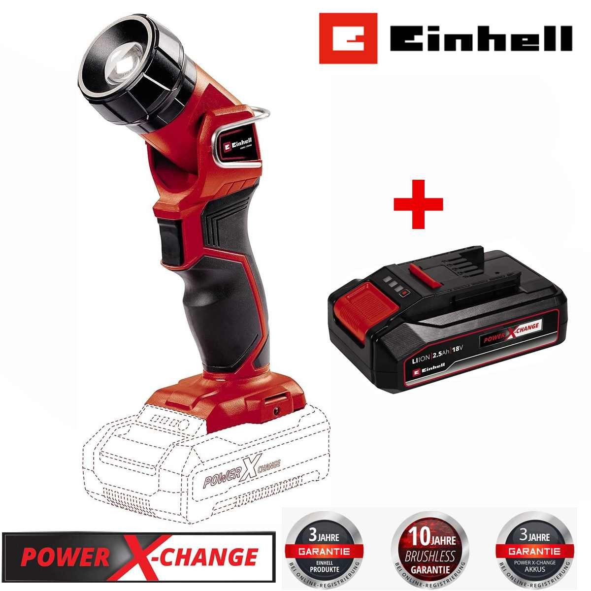 Einhell LED Taschenlampe Akku-Lampe TC-CL 18 Li H- + Akku 2.5 Ah 18V, 280 lm, ohne Ladegerät