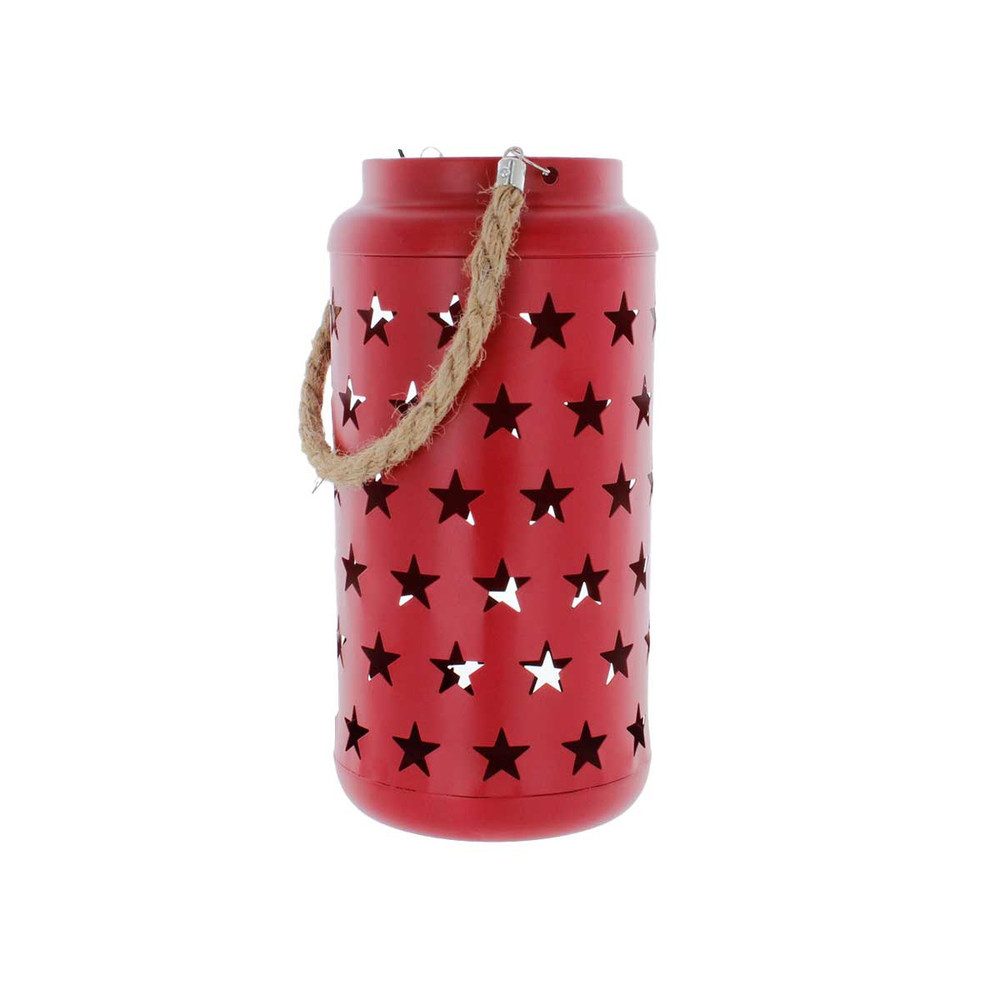 MICA Laterne Laterne mit Sternen rot - ca. 12 x 12 x 22,5 cm günstig online kaufen