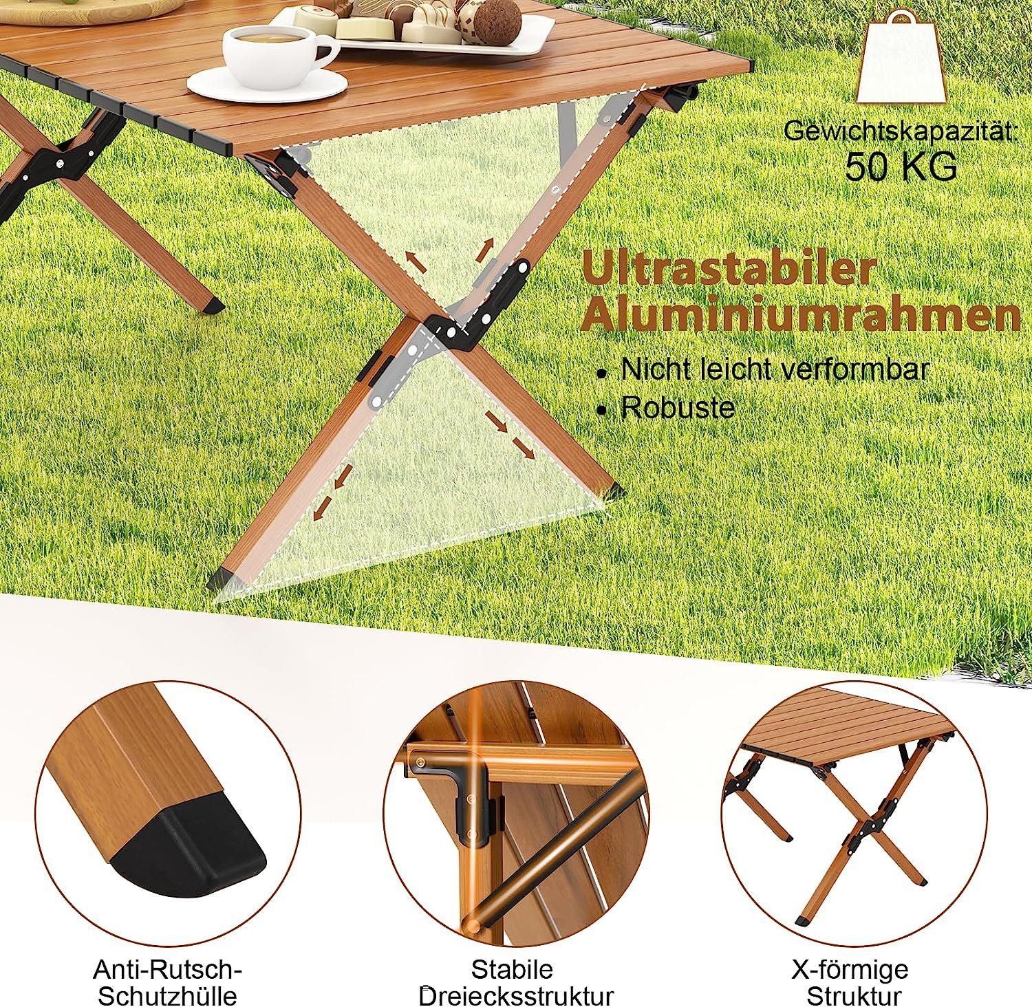 KOMFOTTEU Campingtisch Picknicktisch, klappbarer, 89 × cm 59 45 x