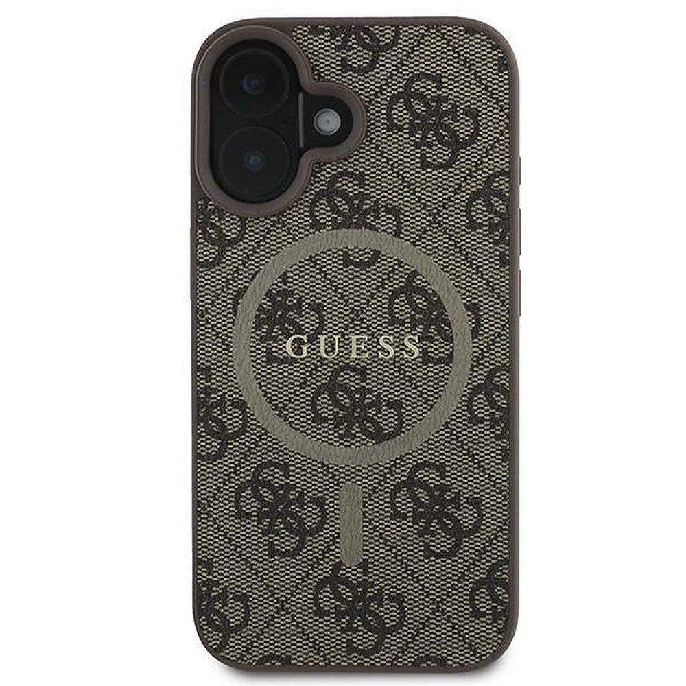 Guess Handyhülle Schutzhülle Magnetring Hartschale 6,7 Zoll, MagSafe, 4G-Muster, Kantenschutz, Kunstleder