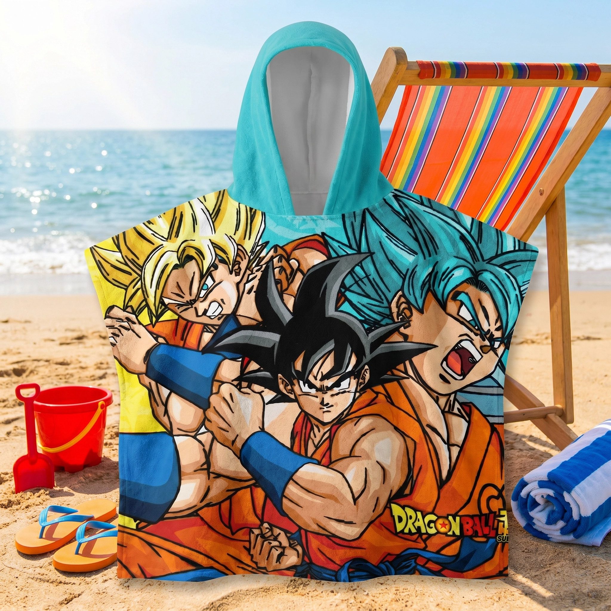 Dragon Ball Badeponcho DragonBall Z Kinder Jungen Mikrofaser Poncho Badeponcho, Polyester
