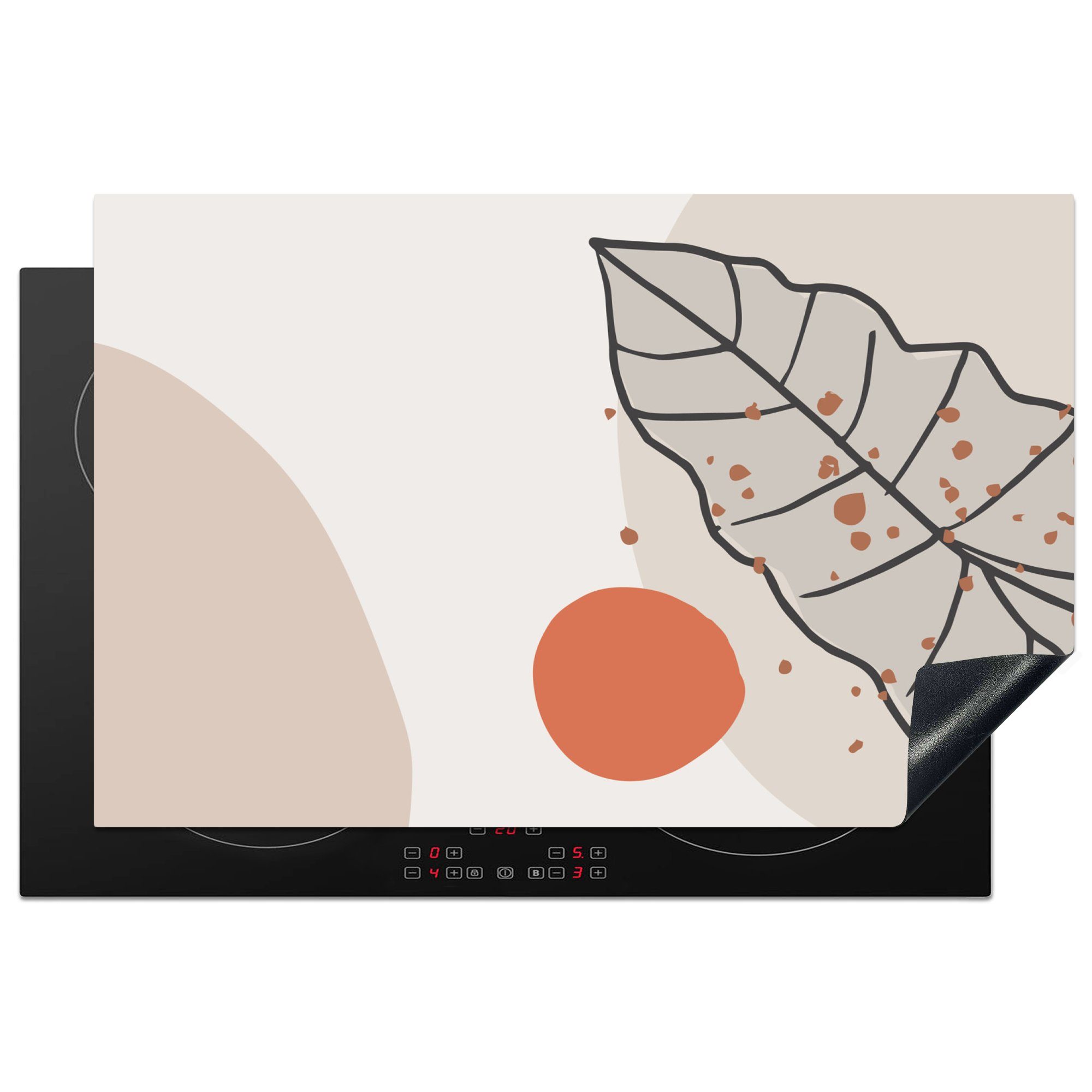Induktionskochfeld küche, - Orange Schutz Blatt, die MuchoWow 81x52 Ceranfeldabdeckung Sommer Herdblende-/Abdeckplatte tlg), Vinyl, für cm, (1 -