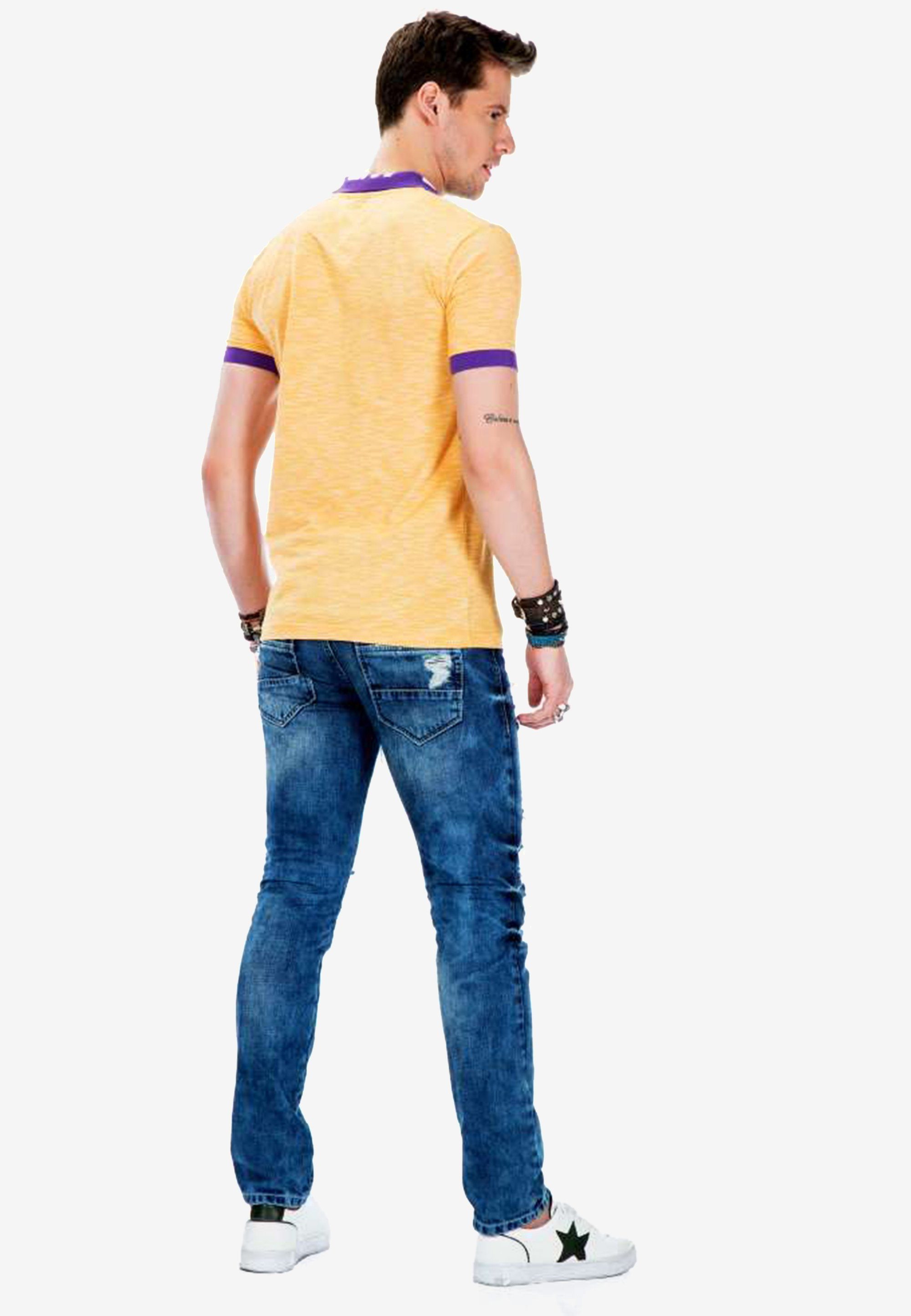 Cipo & mit Baxx Kragen gelb am Poloshirt Logodruck