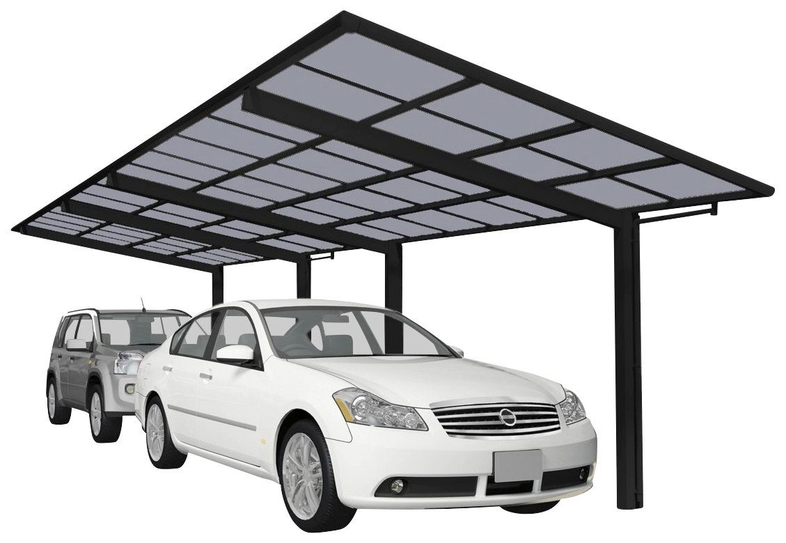 240 Doppelcarport Typ Aluminium Linea Einfahrtshöhe, 273x983 Tandem-schwarz, cm, BxT: Ximax 60 cm